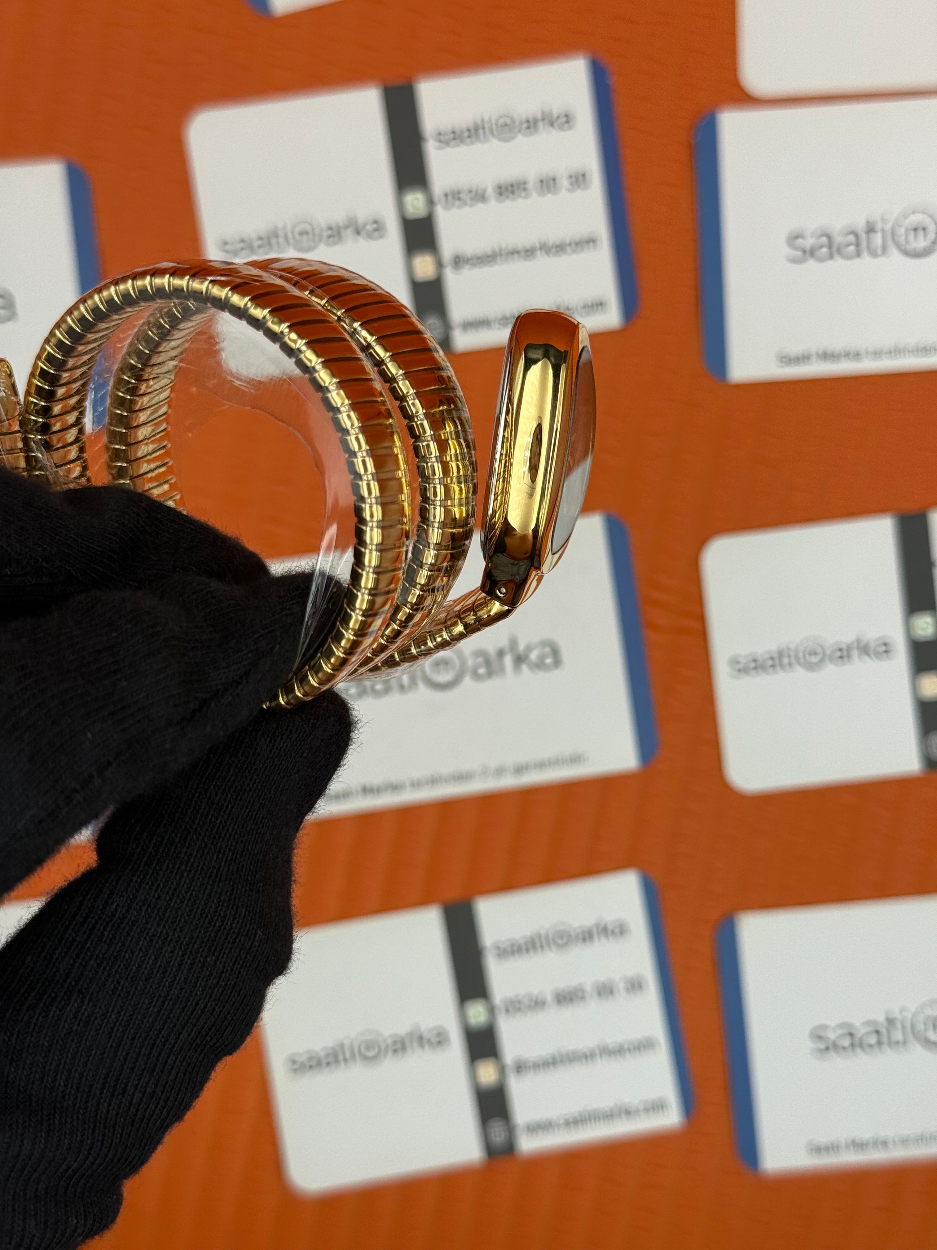 BVLGARİ serpenti çift sarma gold kordon mavi kadran kadın kol saati