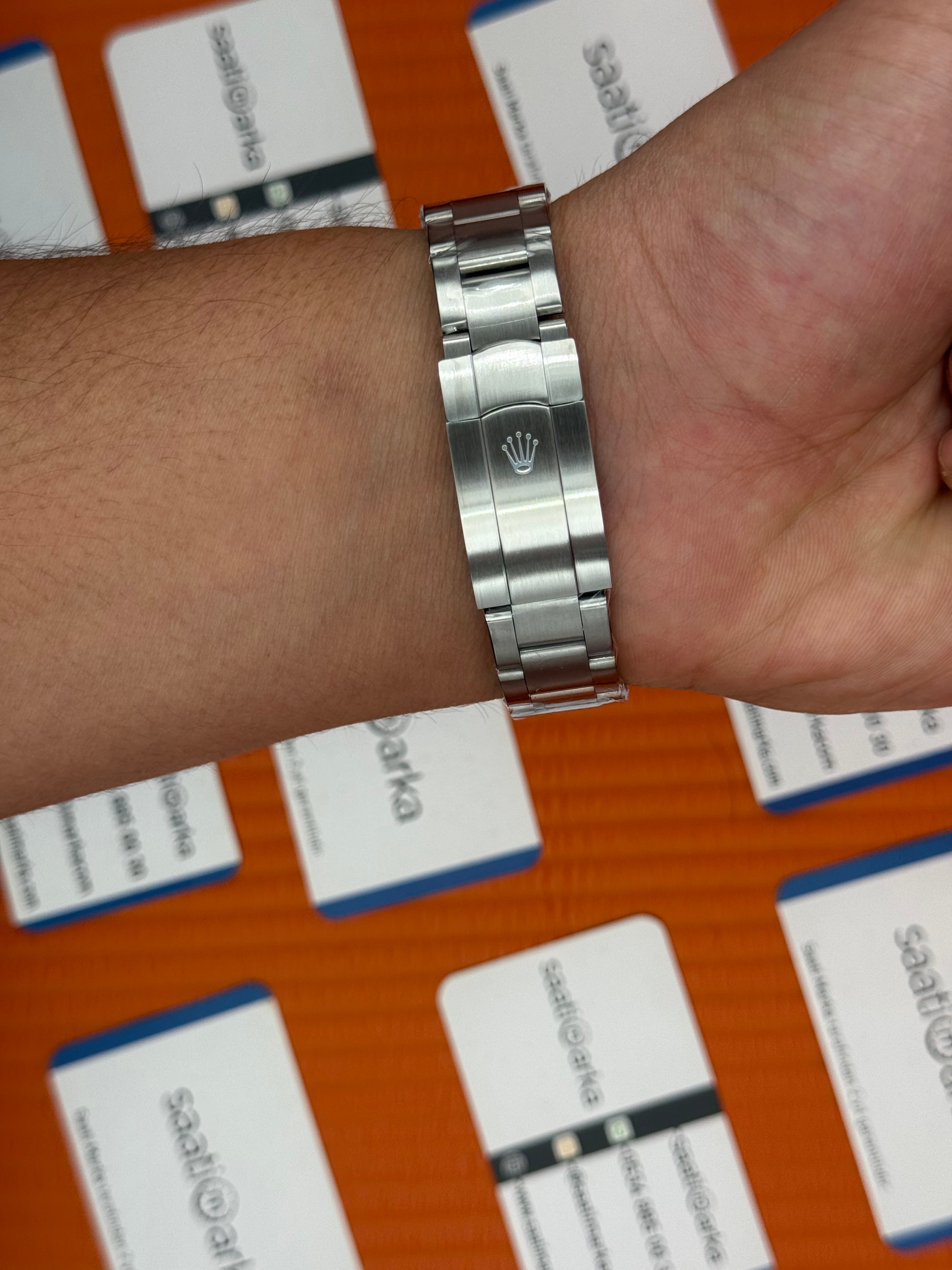 ROLEX oyster perpetual levander kadran silver kasa kordon erkek kol saati
