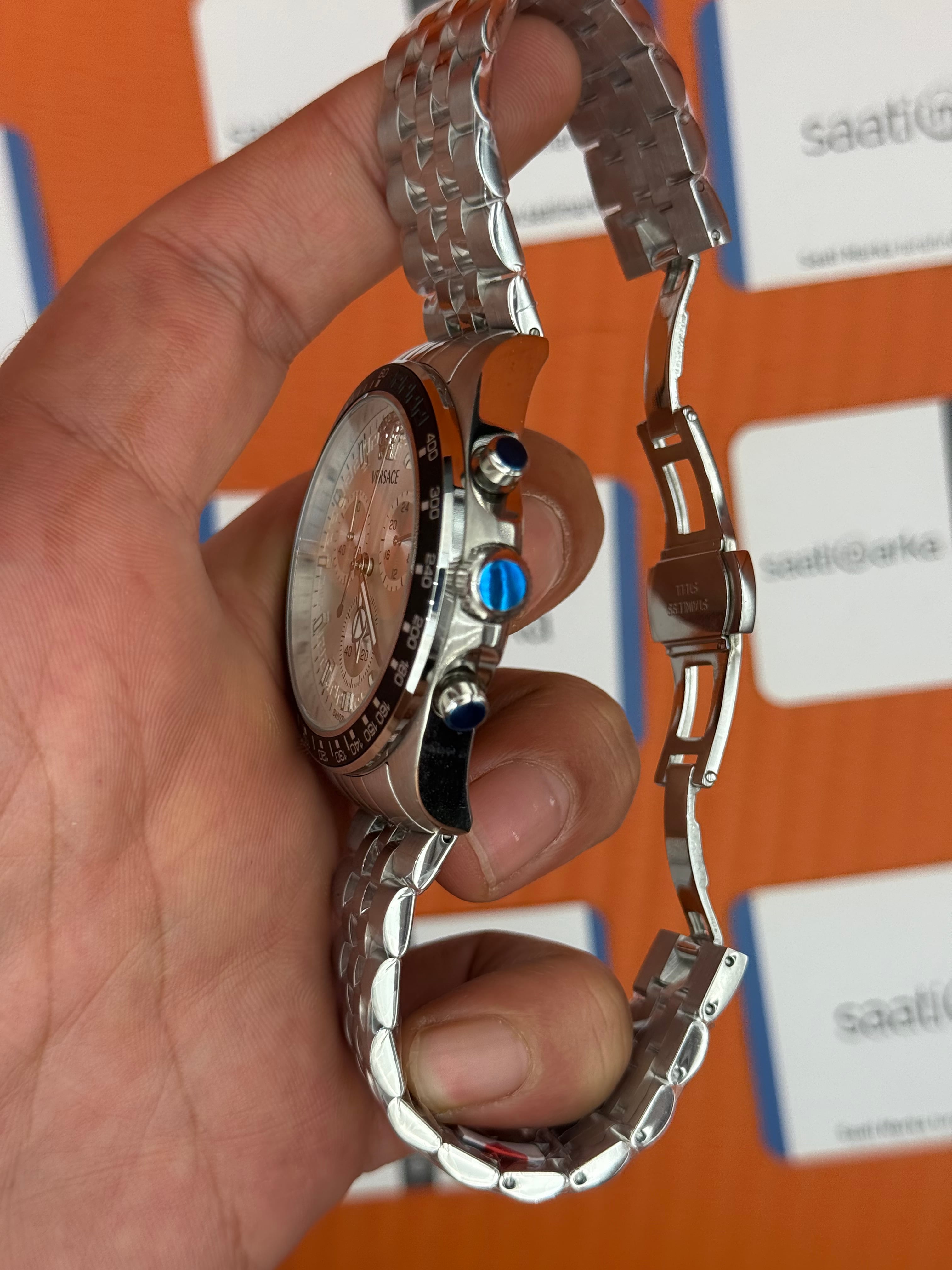 VERSACE beyaz kadran silver kasa kordon jubilee erkek kol saati