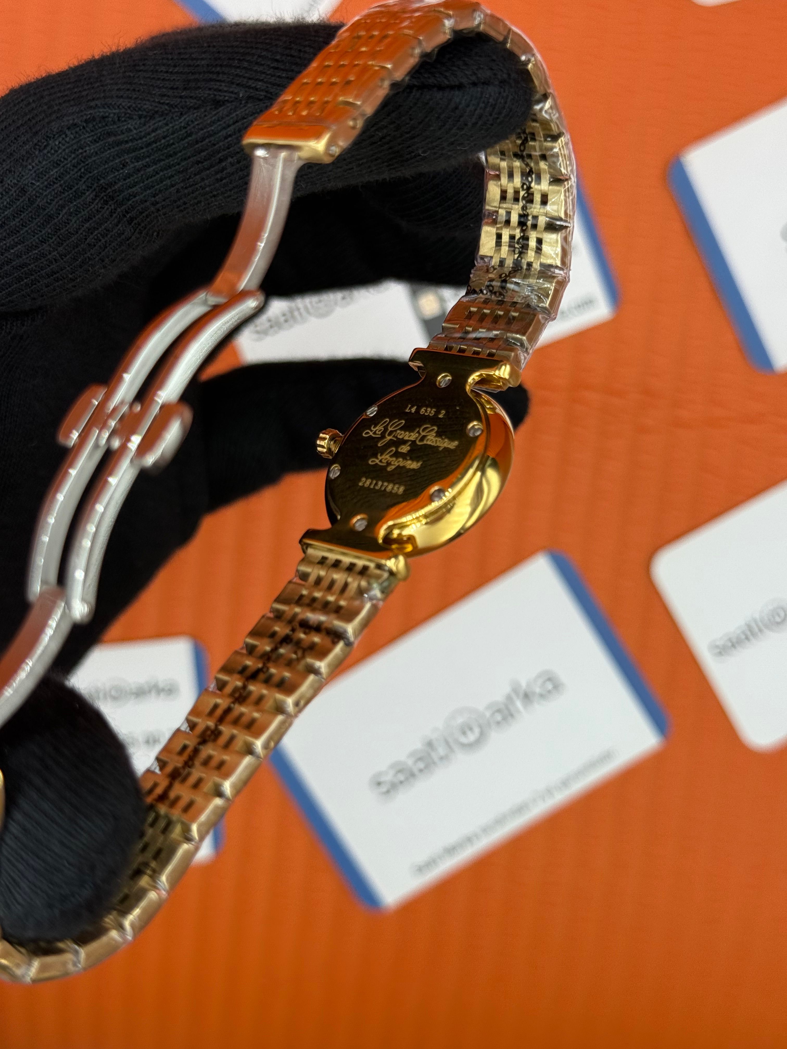 LONGINES L45122878 beyaz baget taşlı kadran gold kasa kordon