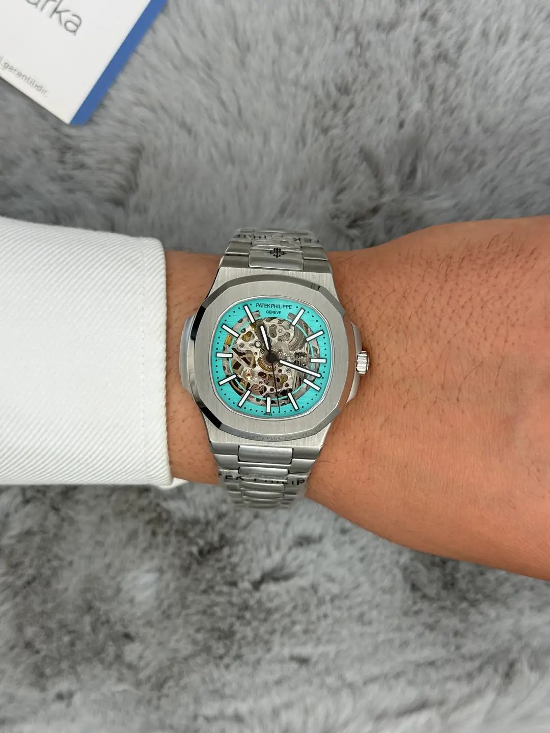 PATEK PHILIPPE SKELETON BEYAZ KADRAN SİLVER KASA-KORDON