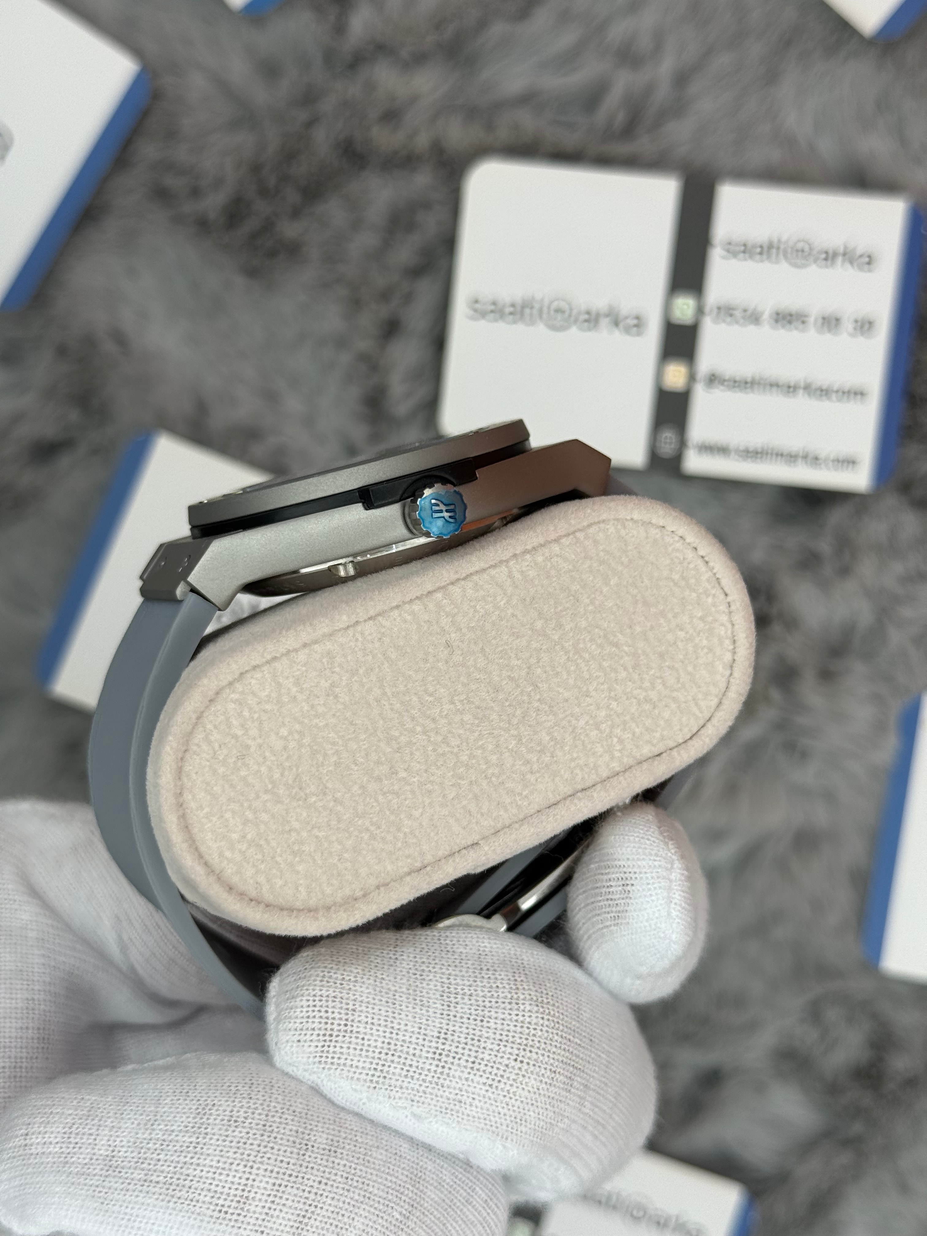 HUBLOT big bang tourbillon 41mm silver kasa gri kauçuk kordon erkek kol saati