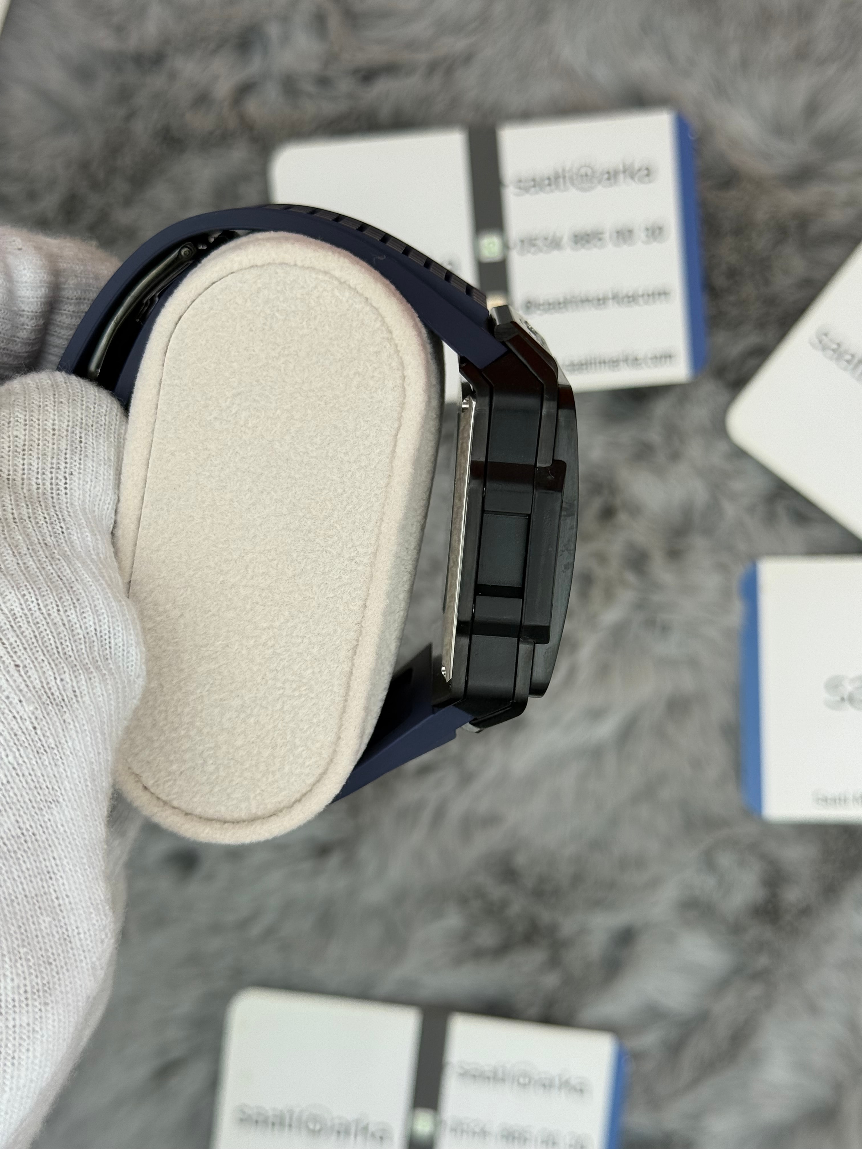 HUBLOT square bang tourbillon 42mm siyah kasa lacivert kasa erkek kol saati