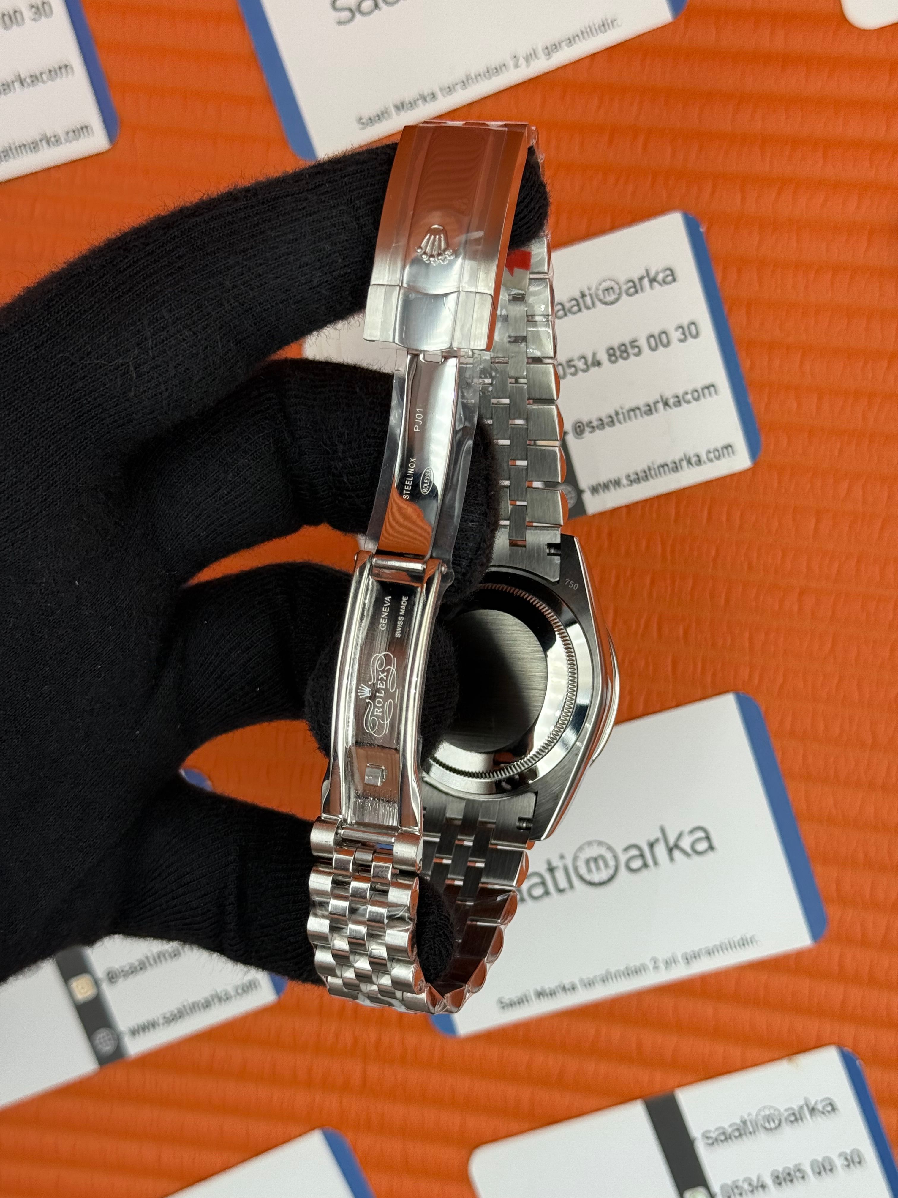 ROLEX Day  taşlı bezel Date baget taşlı bulut kadran  silver jubilee kordon