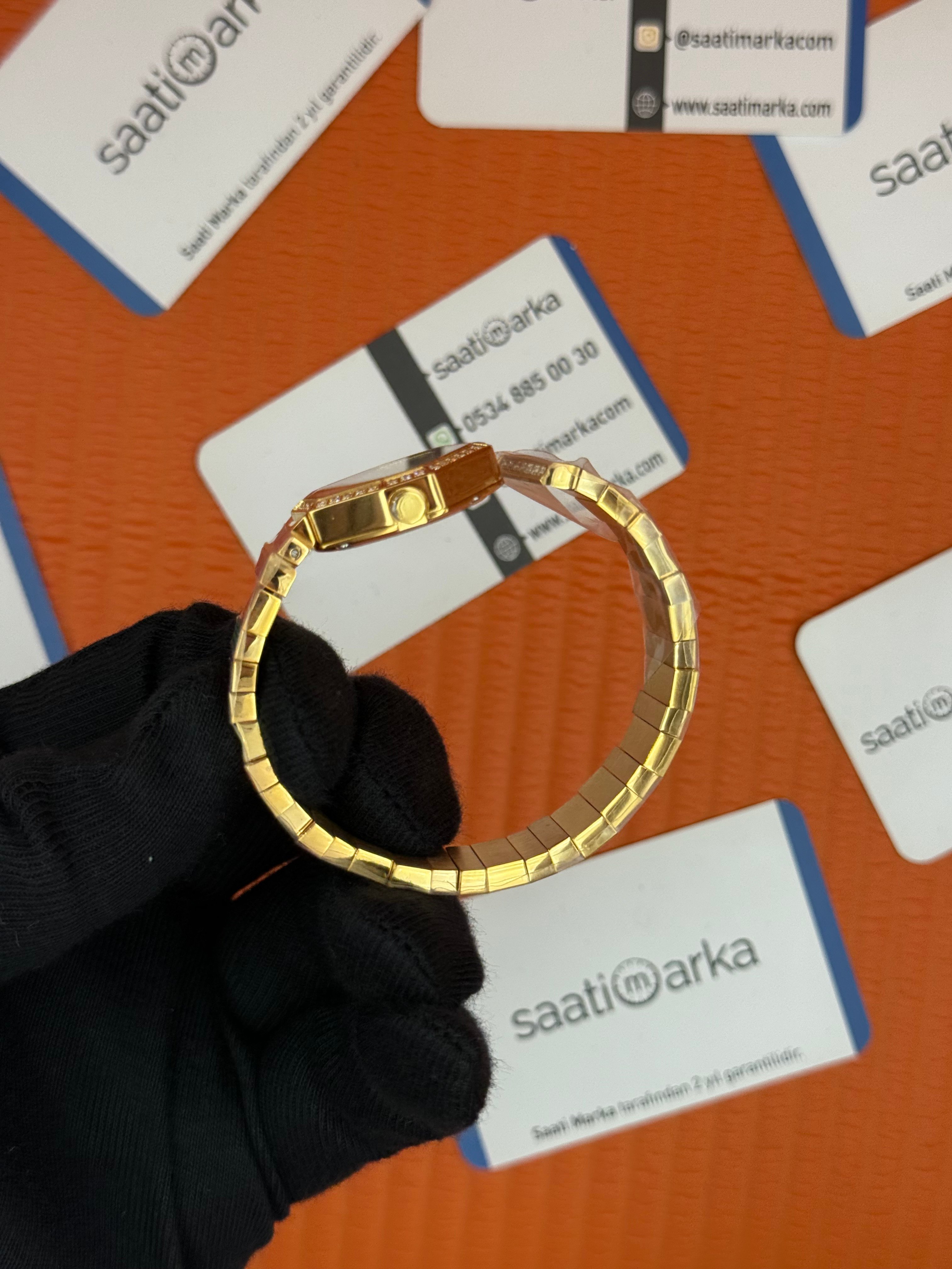DİOR taşlı bezel yeşil kadran renkli kordon kadın kol saati
