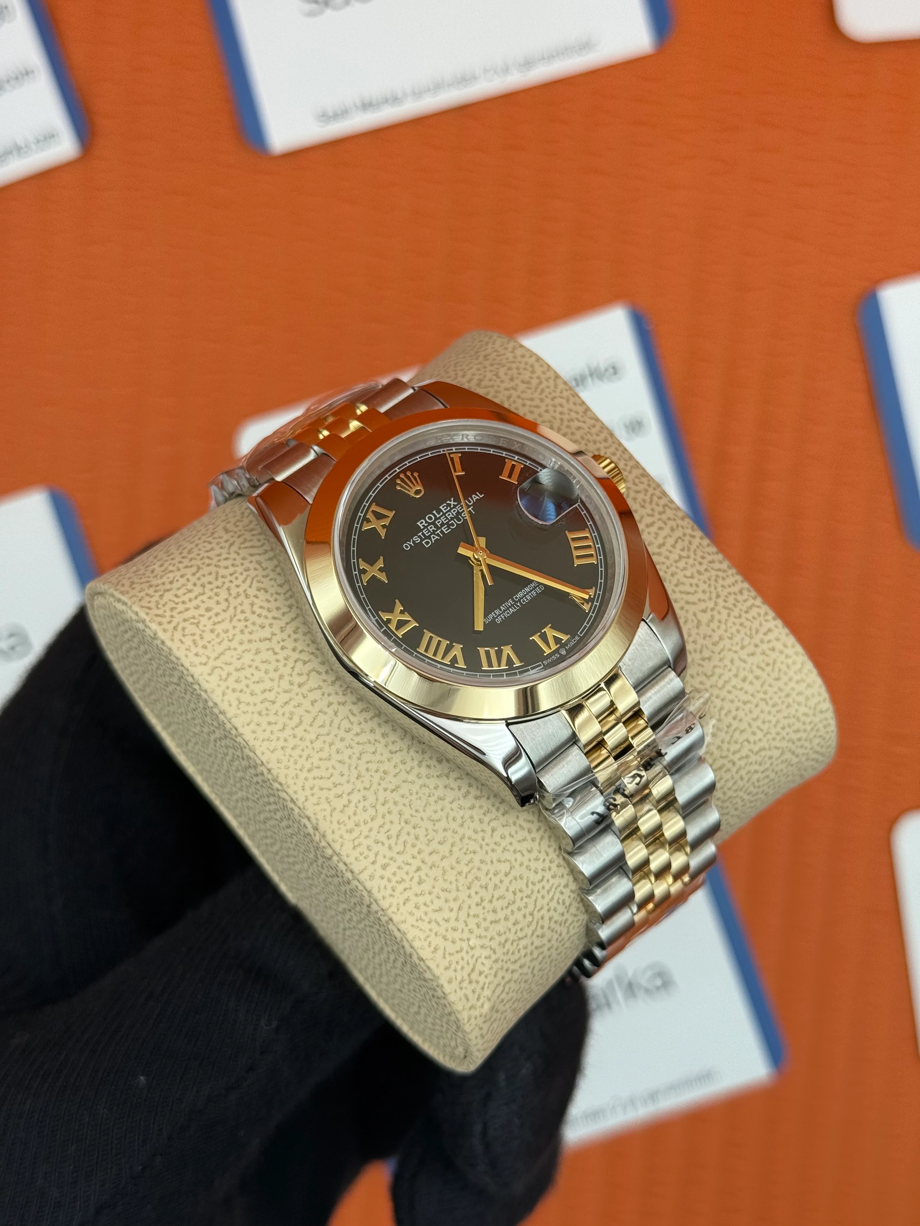 ROLEX Datejust roma rakamlı black dial gold-silver jubilee kordon