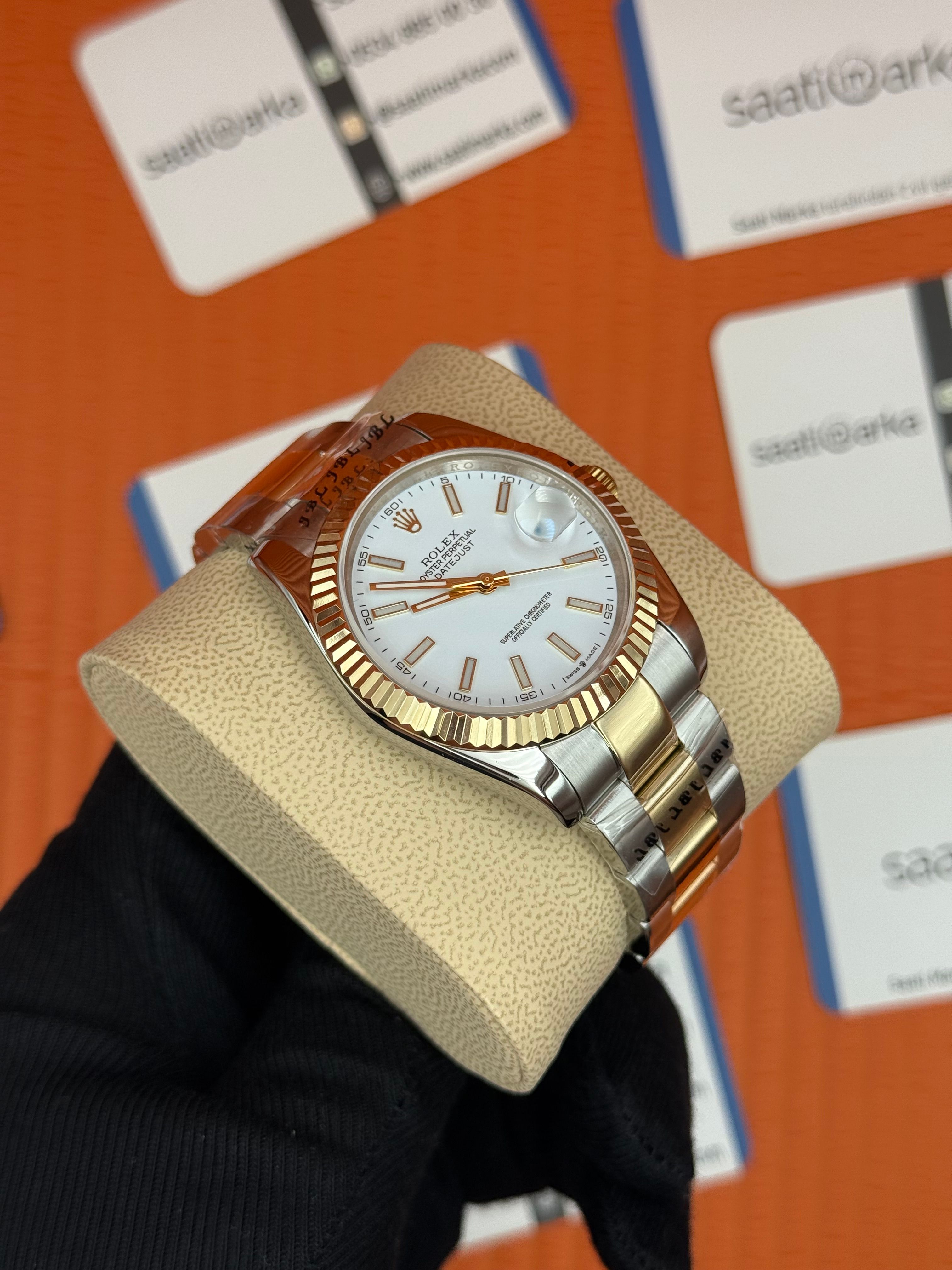ROLEX Datejust white dial gold silver kasa-kordon oyster