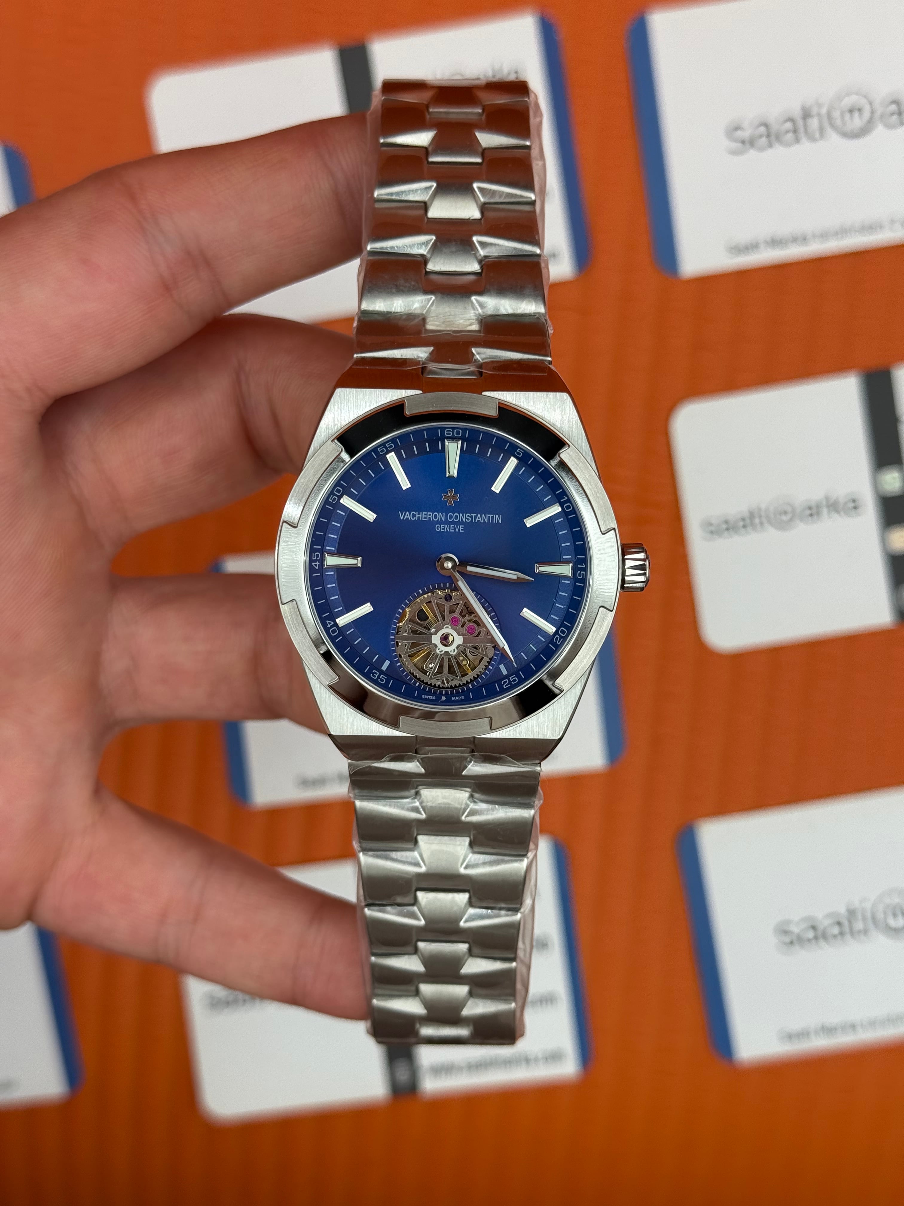 VACHERON CONSTANTIN overseas tourbillon mavi kadran silver kasa kordon erkek kol saati