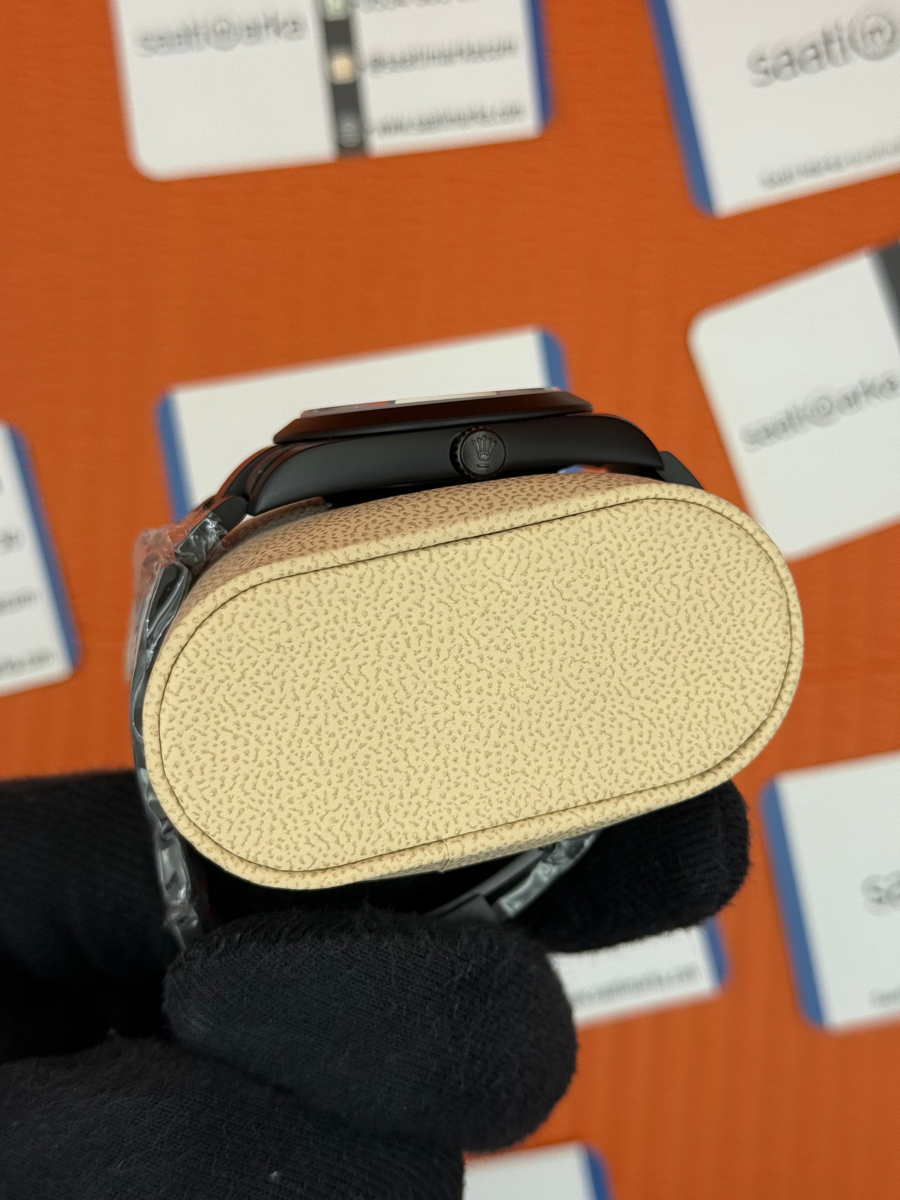 ROLEX Milgaus mat siyah çelik kasa-kordon 