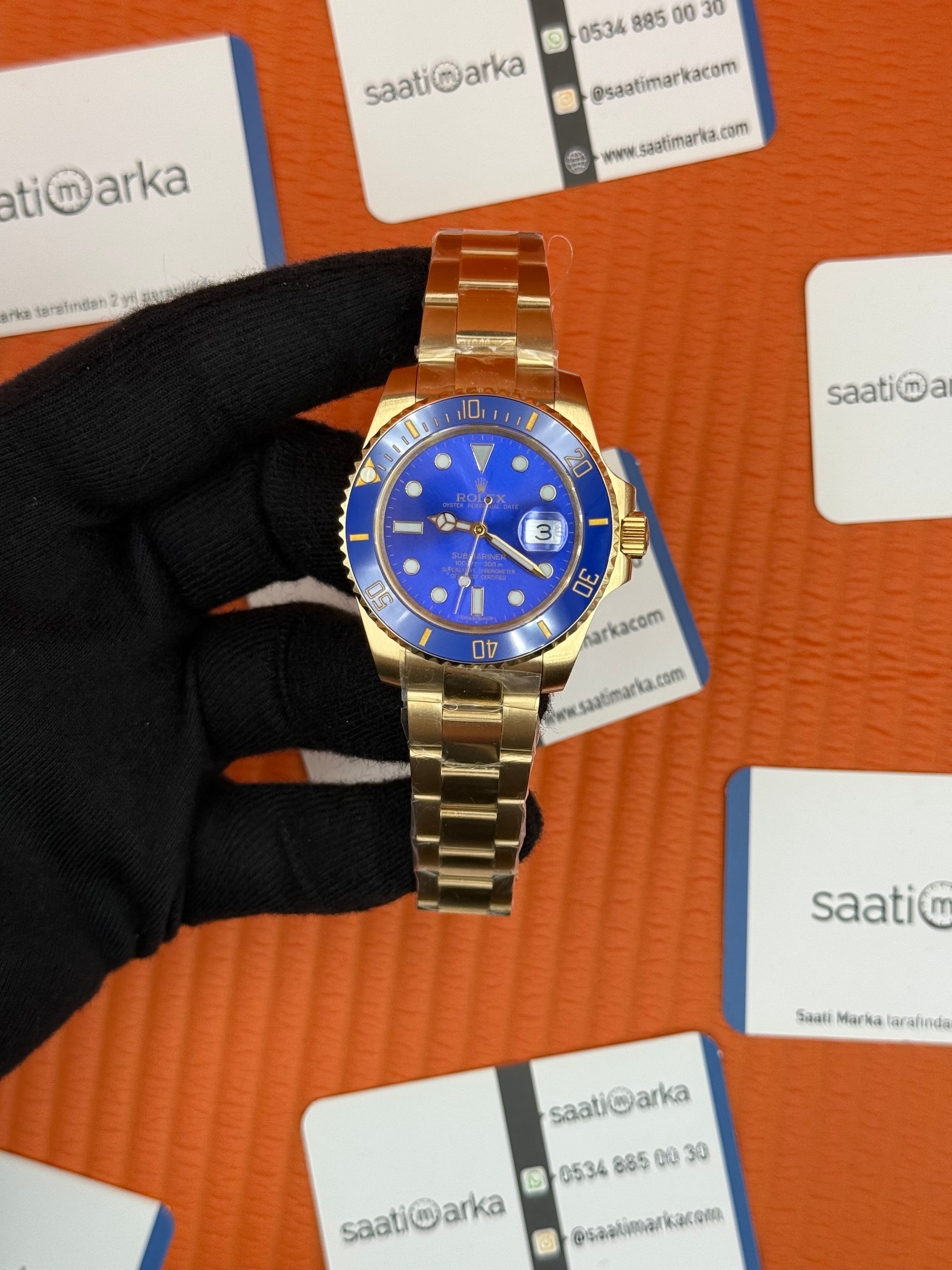 ROLEX Submariner oyster blue dial gold kasa-kordon