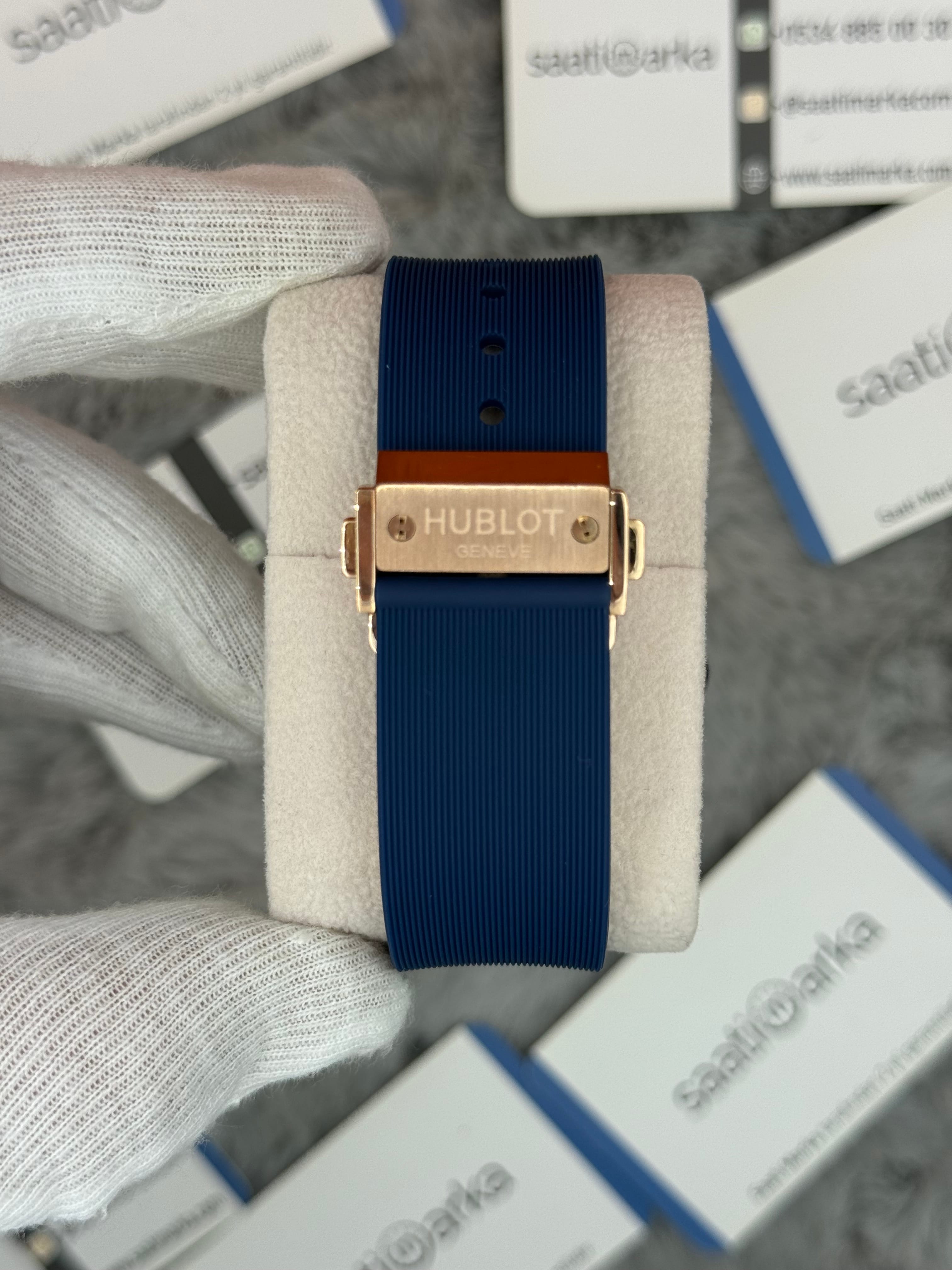 HUBLOT vendome 41mm rose kasa lacivert kadran lacivert kauçuk kordon erkek kol saati
