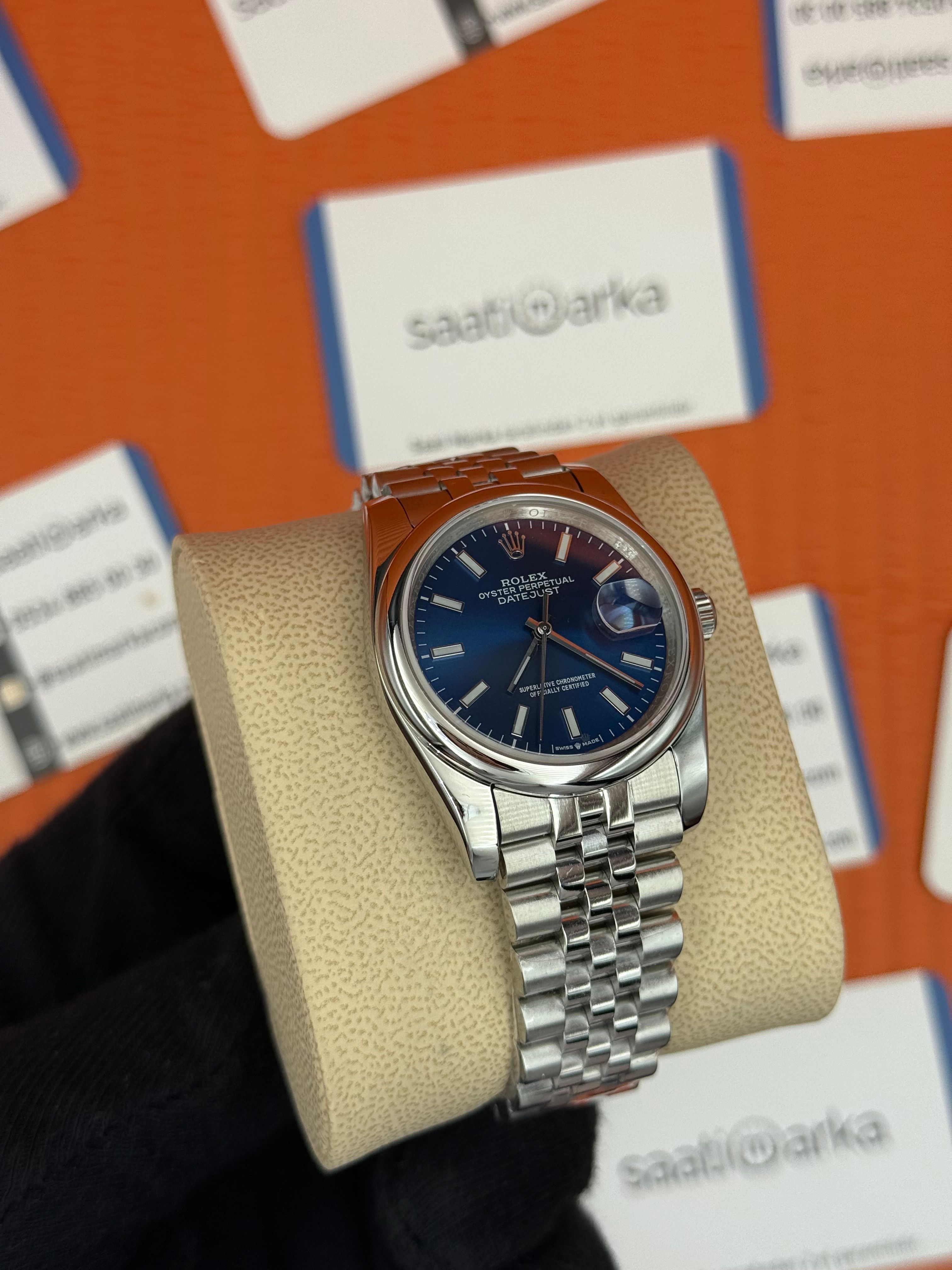 ROLEX datejust 36mm mavi kadran silver jubilee kordon