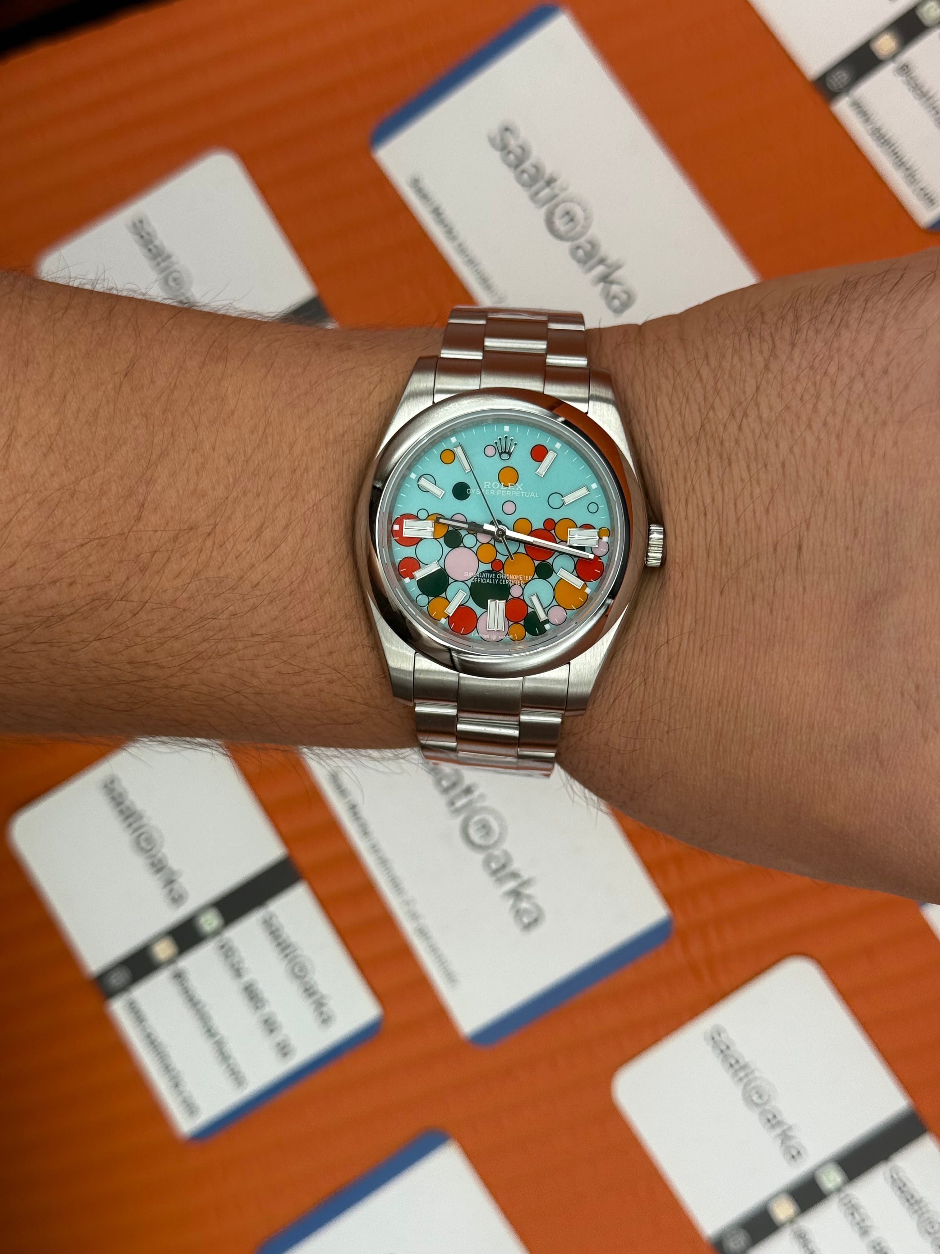 ROLEX oyster perpetual celebration kadran silver kasa kordon erkek kol saati