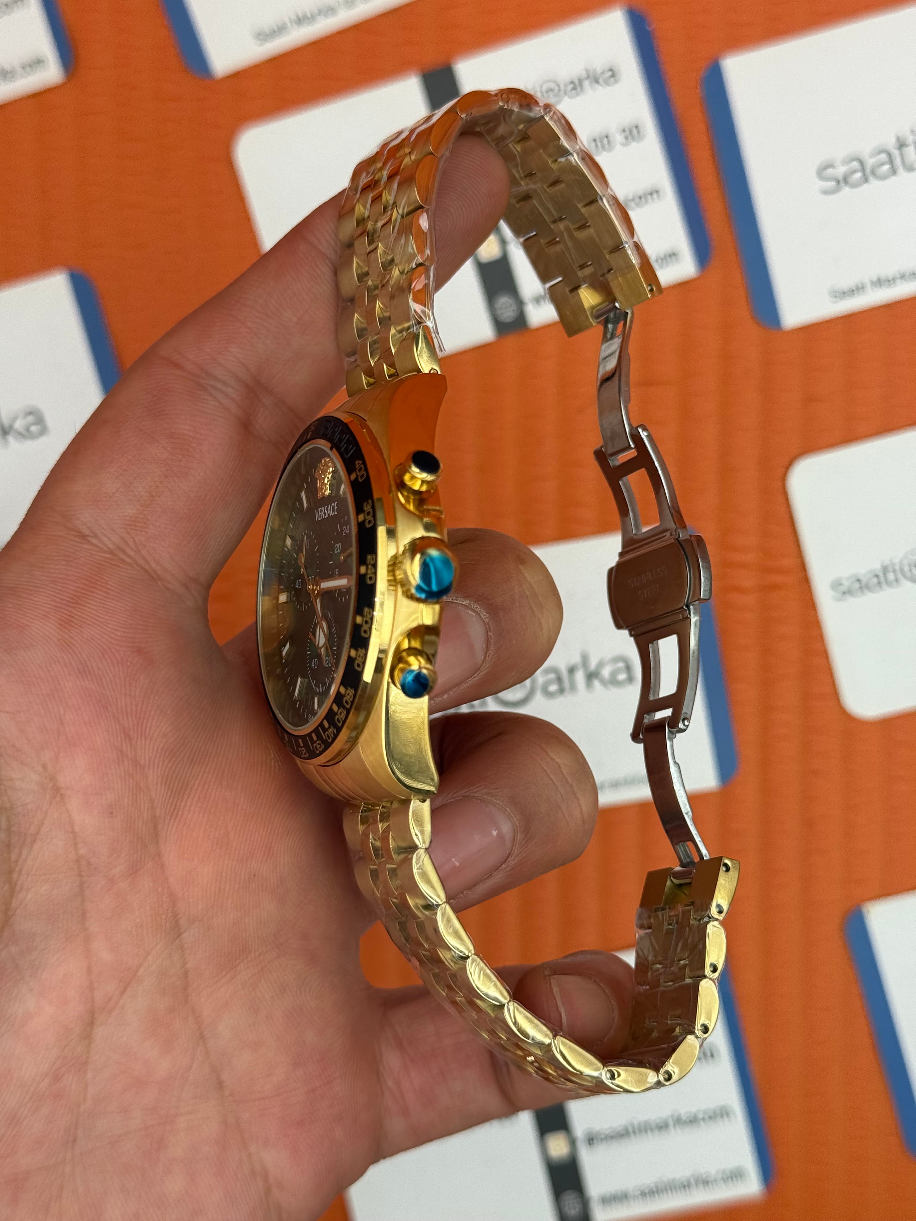 VERSACE yeşil kadran gold kasa kordon jubilee erkek kol saati