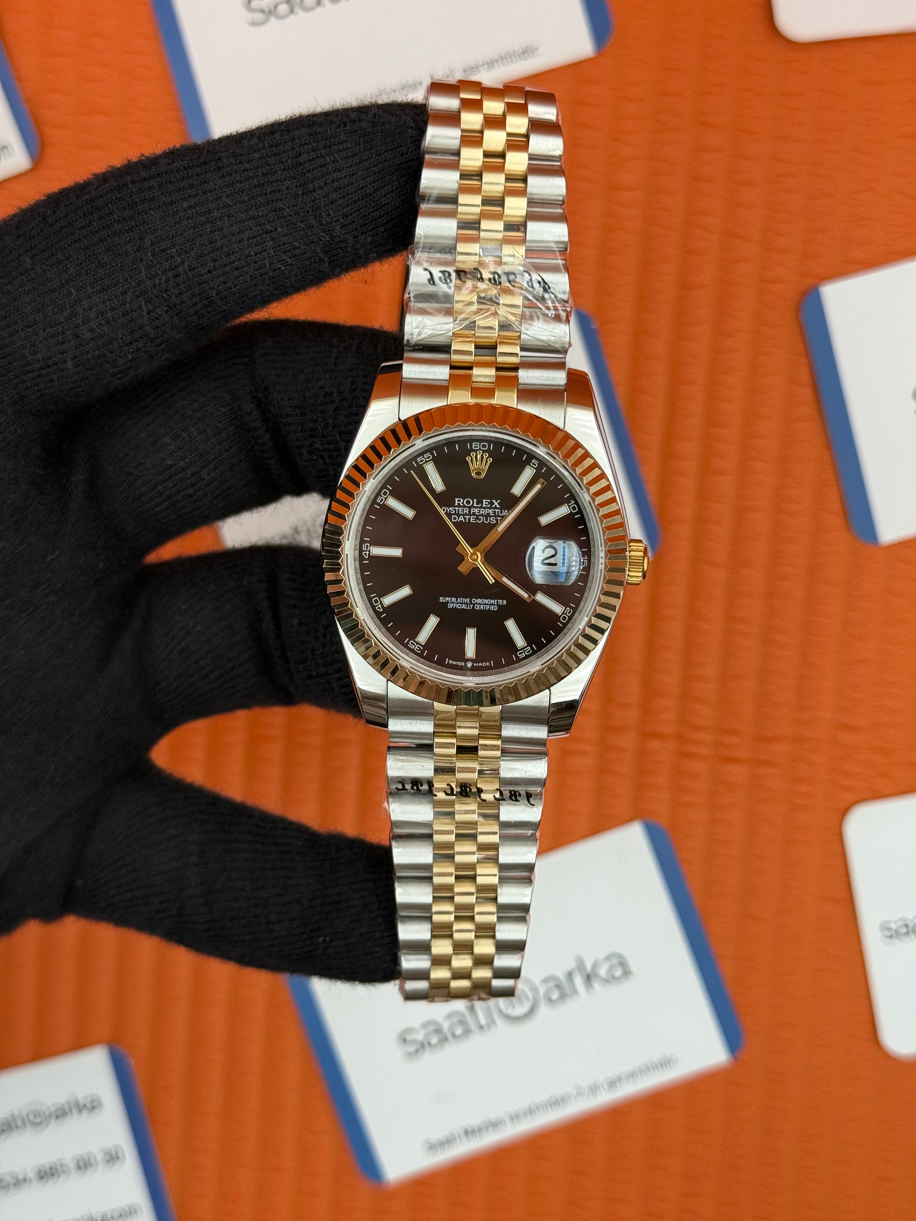 ROLEX Datejust black dial gold-silver jubilee kordon