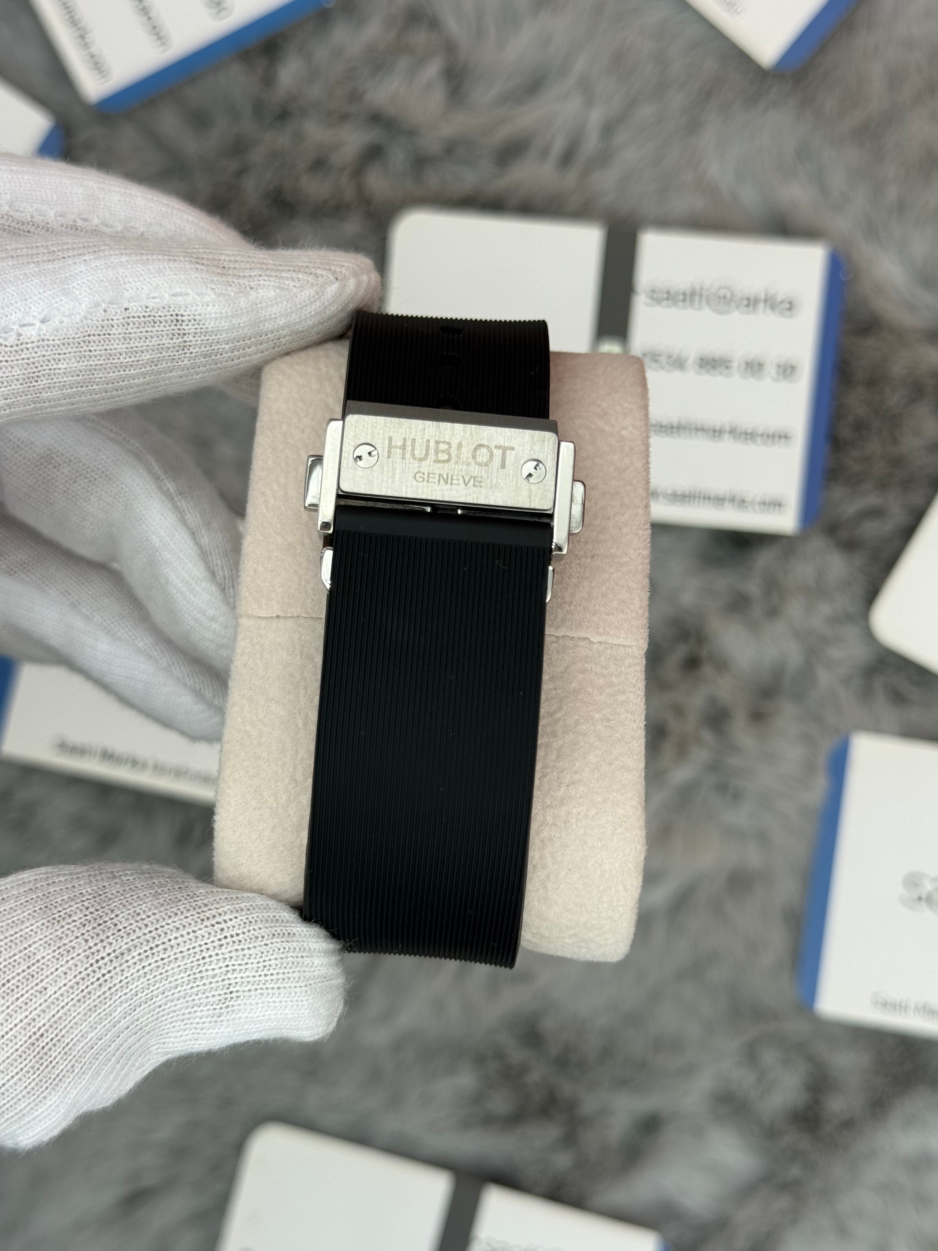 HUBLOT big bang tourbillon 41mm silver kasa siyah kauçuk kordon erkek kol saati