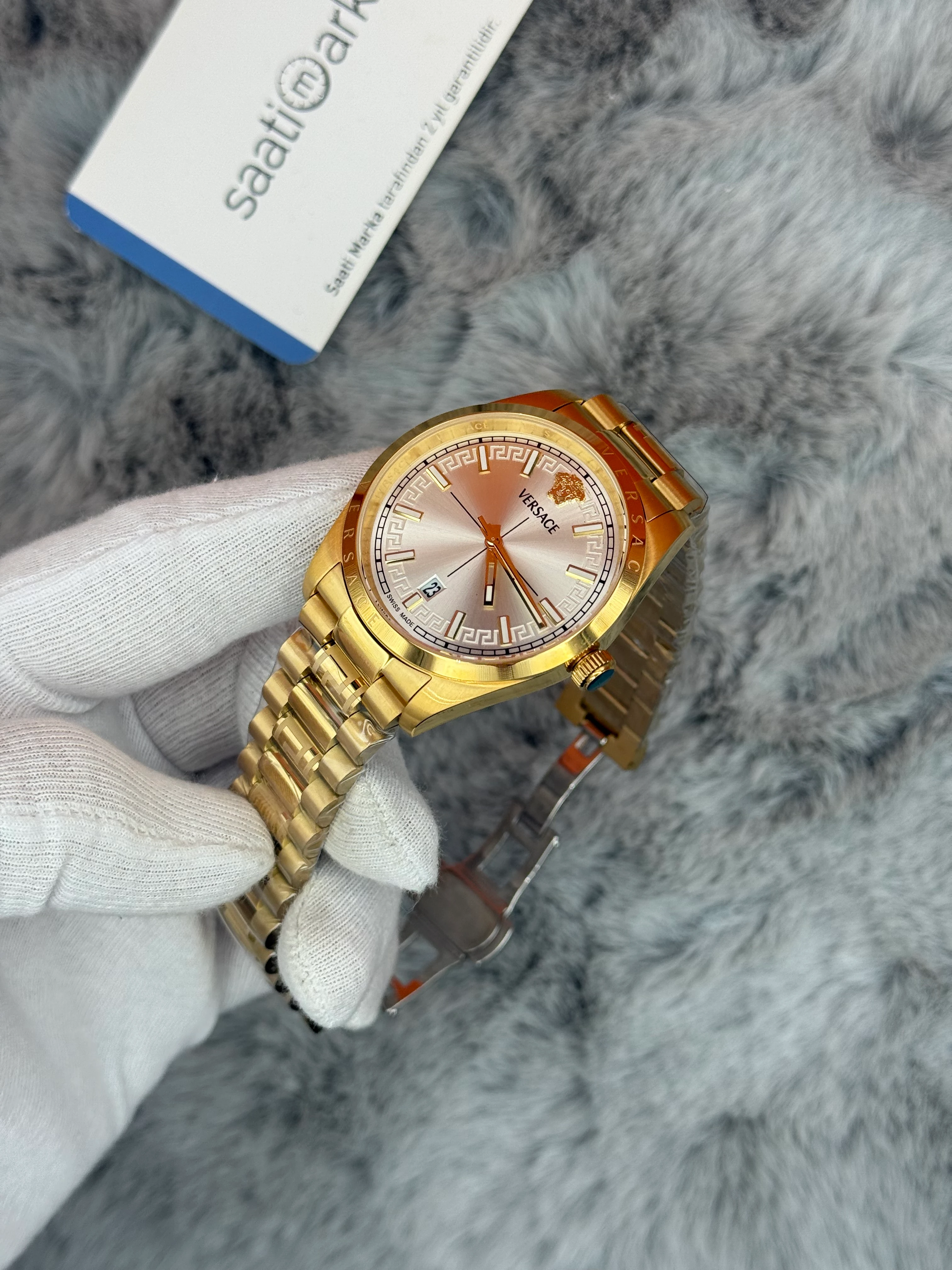 VERSACE 40MM BEYAZ KADRAN GOLD KASA KORDON ERKEK KOL SAATİ