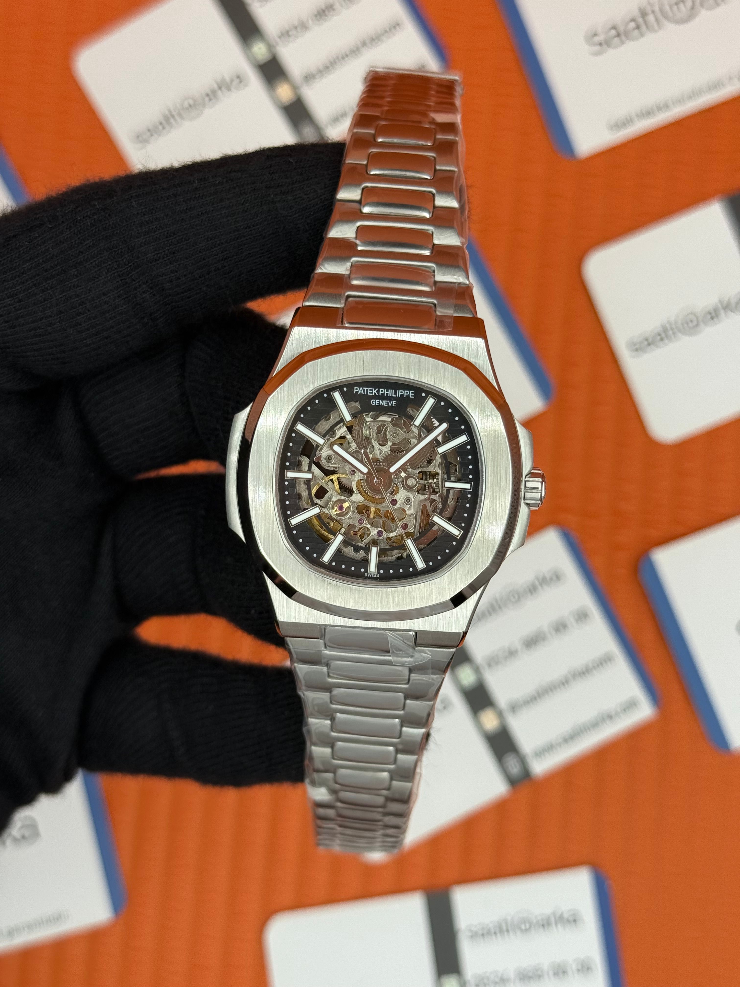 PATEK PHILIPPE SKELETON KADRAN 40MM SİLVER KASA-KORDON