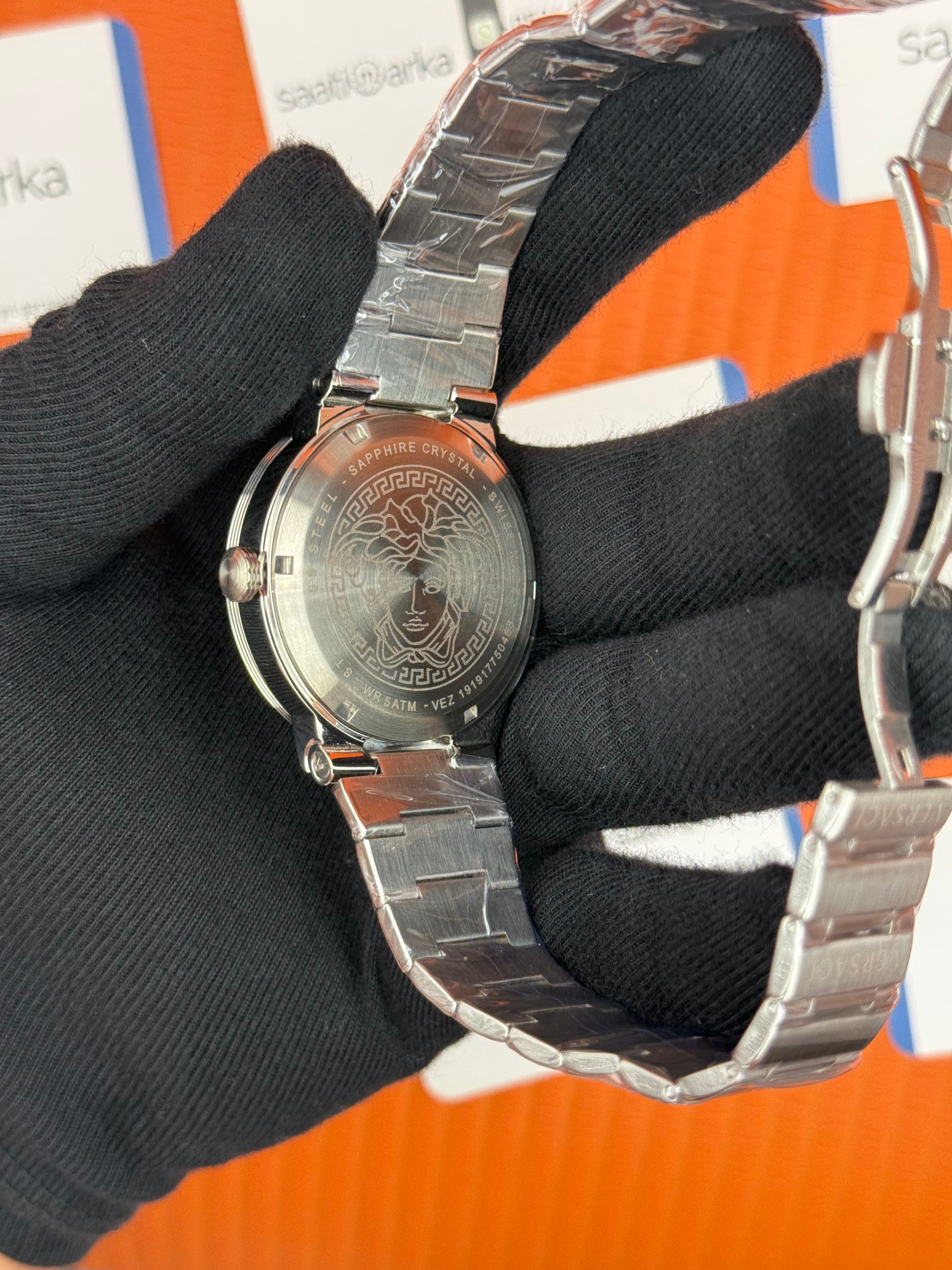VERSACE beyaz kadran silver kasa kordon erkek kol saati
