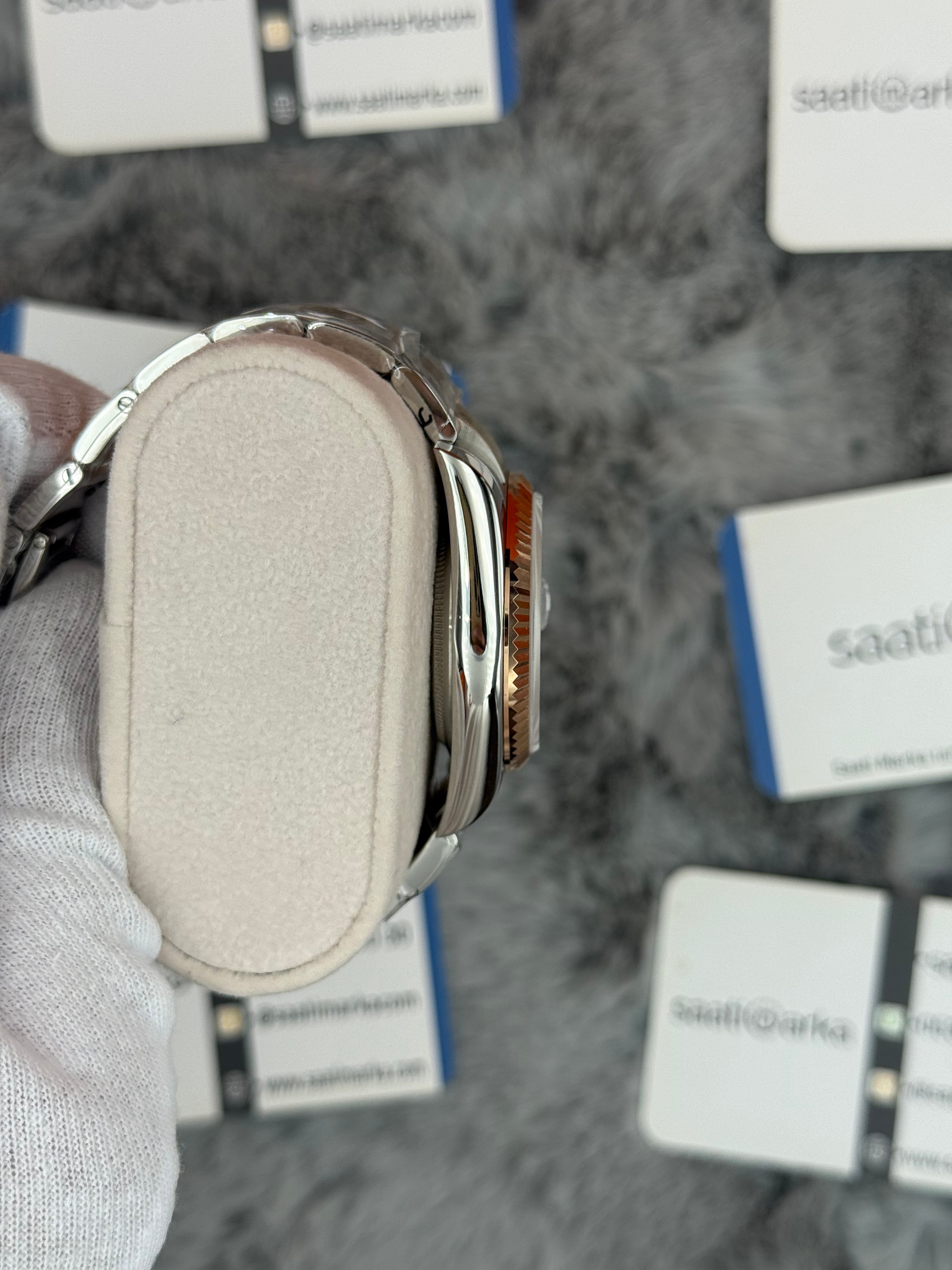 ROLEX datejust 36mm siyah kadran silver kasa rose silver oyster kordon 