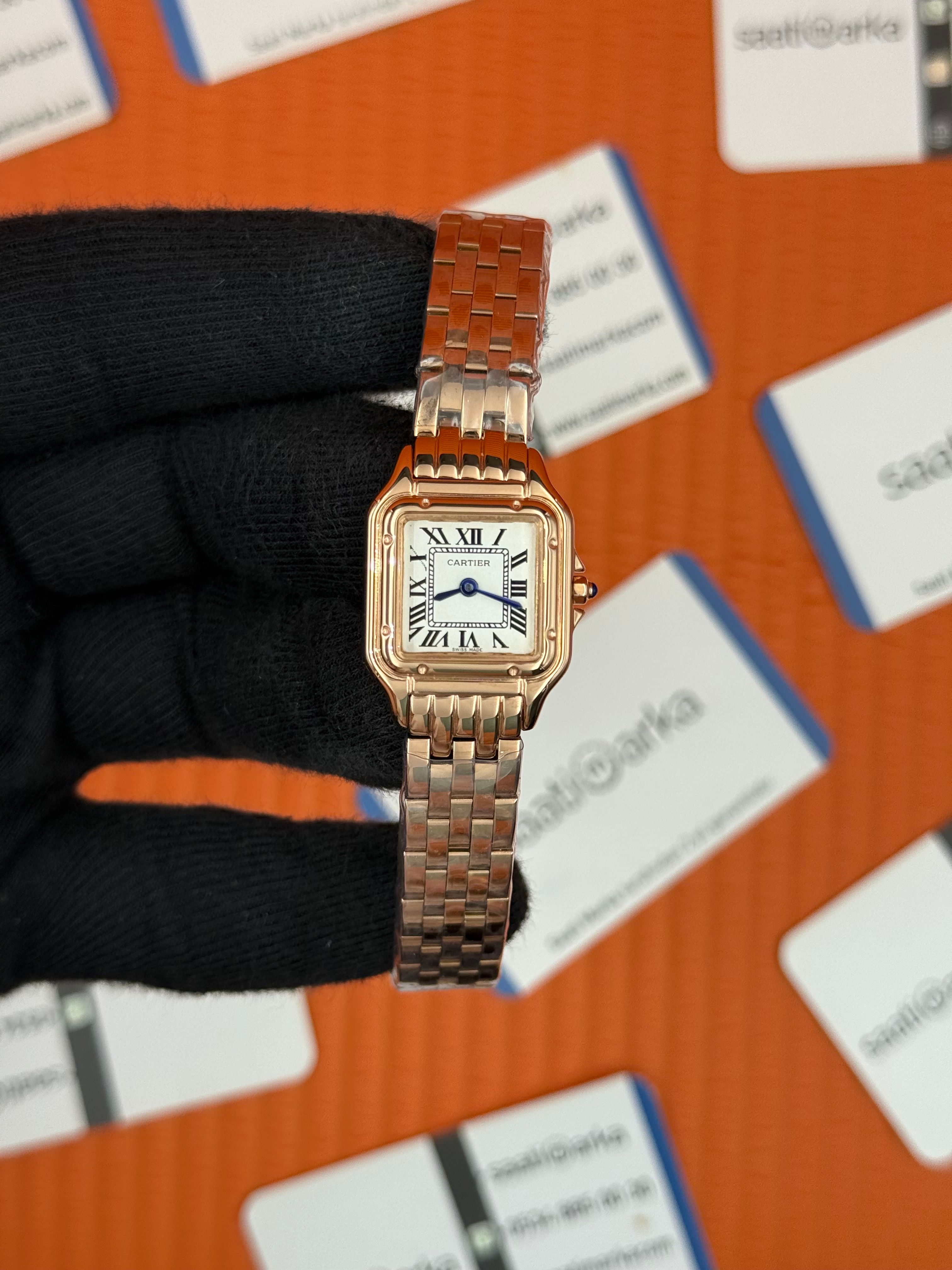 ROLEX Panthere 22mm kasa   rose kasa kordon beyaz kadran lacivert akrep yelkovan