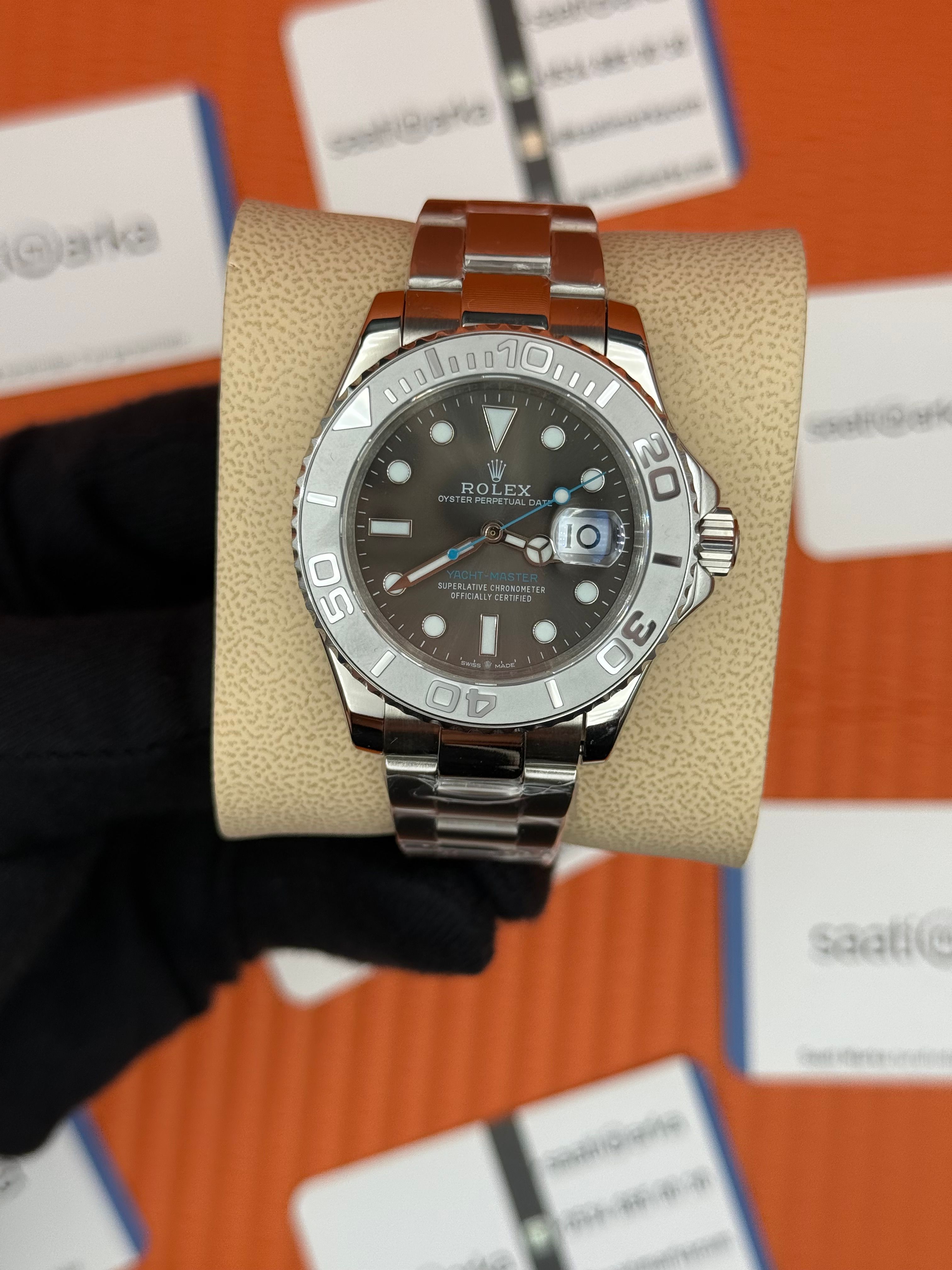 ROLEX Yacht Master oyster gray dial silver kasa-kordon