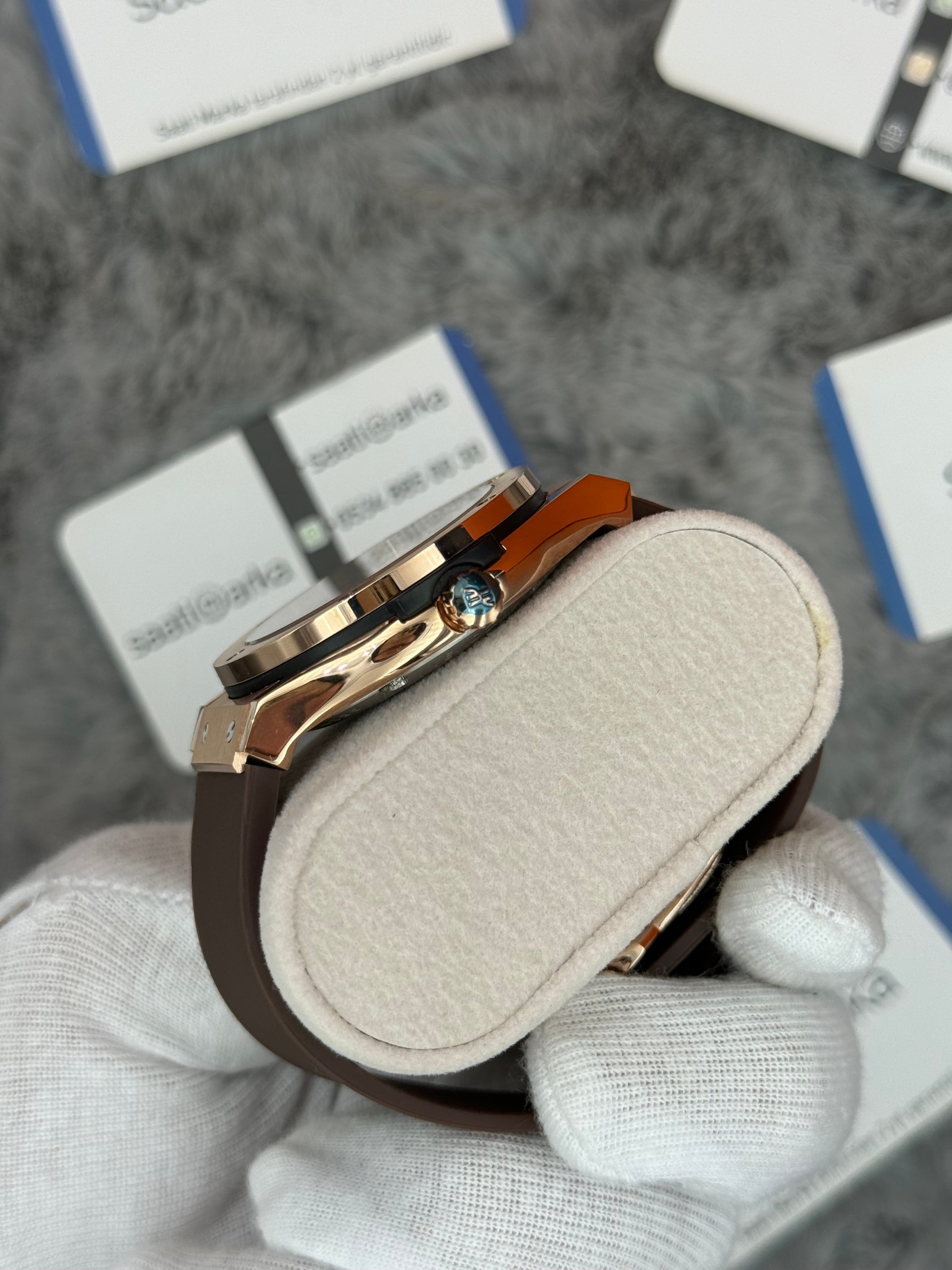 HUBLOT vendome 41mm rose kasa kahverengi kadran kahverengi kauçuk kordon erkek kol saati