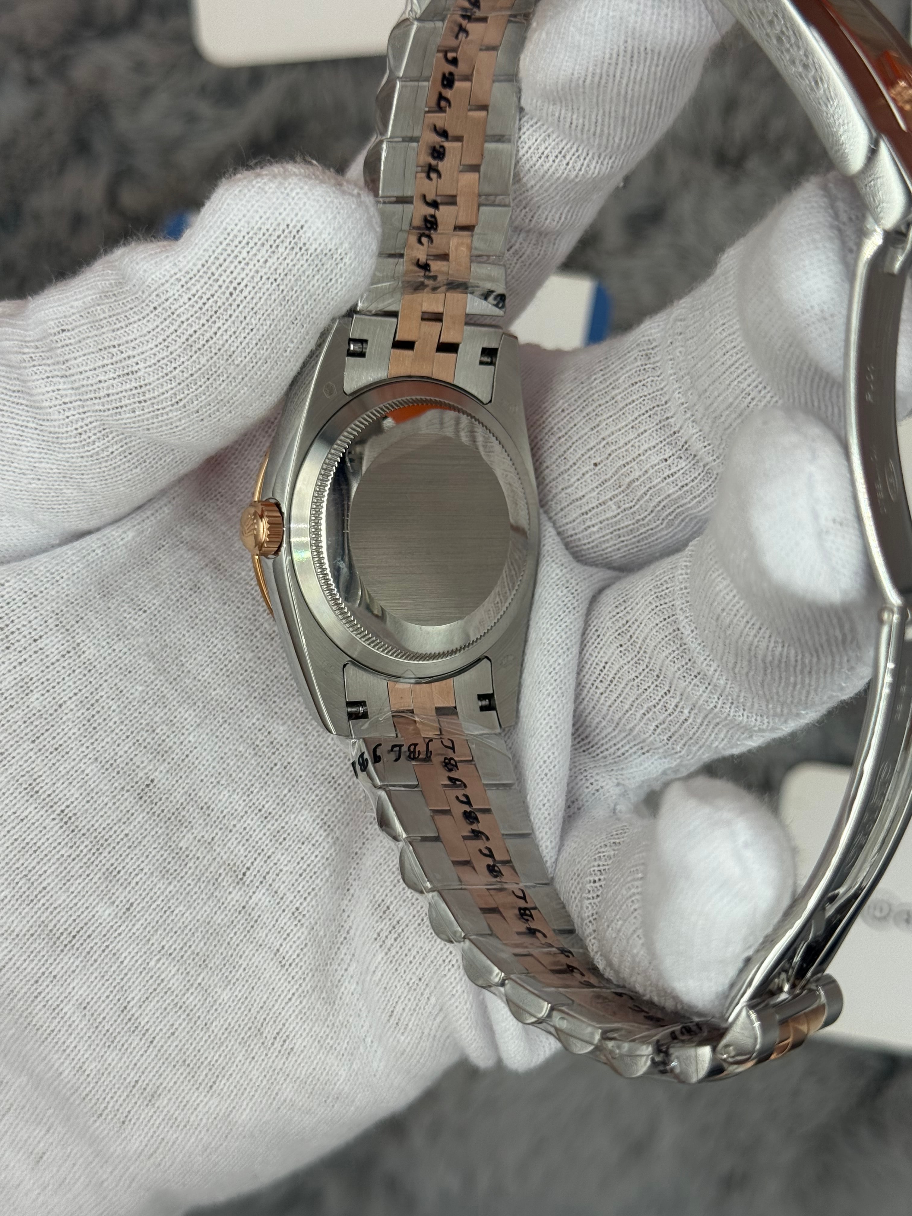 ROLEX Datejust 36mm toz pembe kadran taşlı bezel silver kasa rose silver jubilee kordon