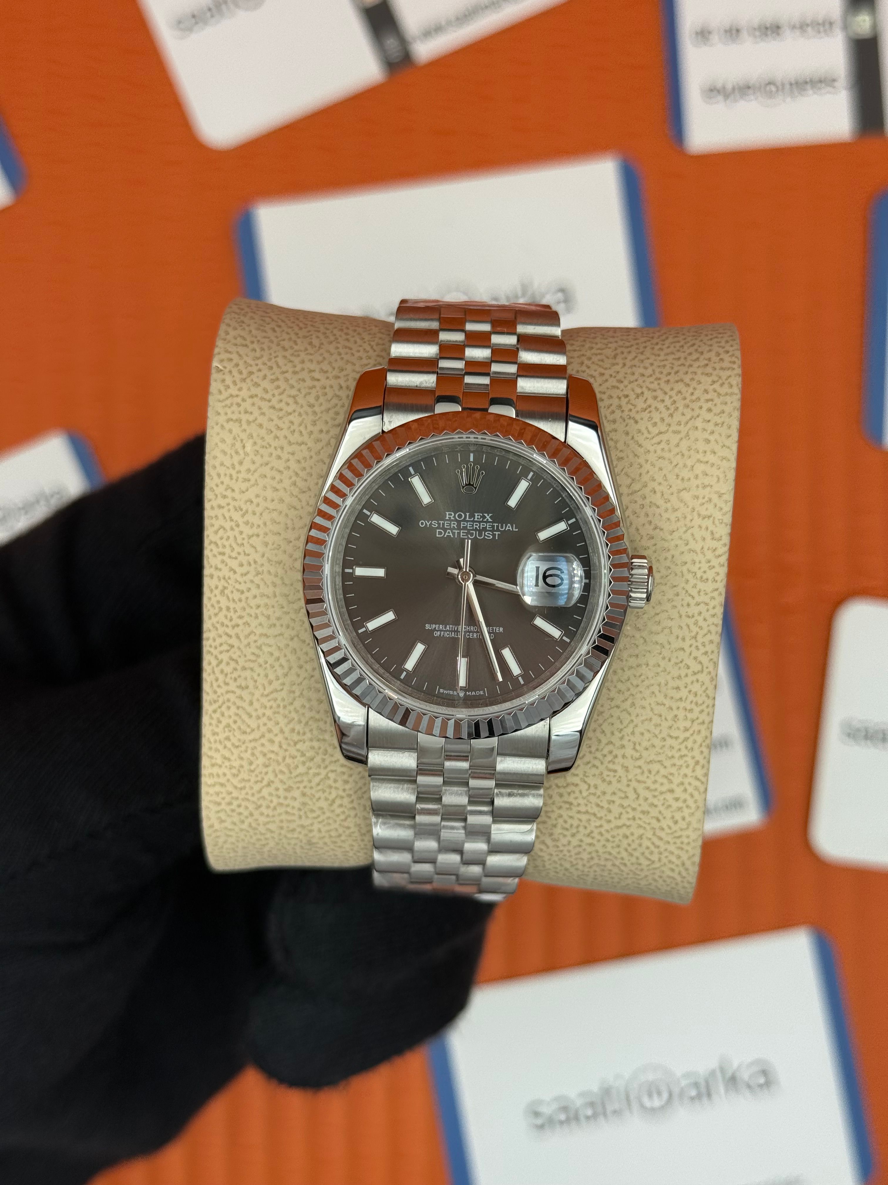 ROLEX datejust 36mm gri kadran silver jubilee kordon