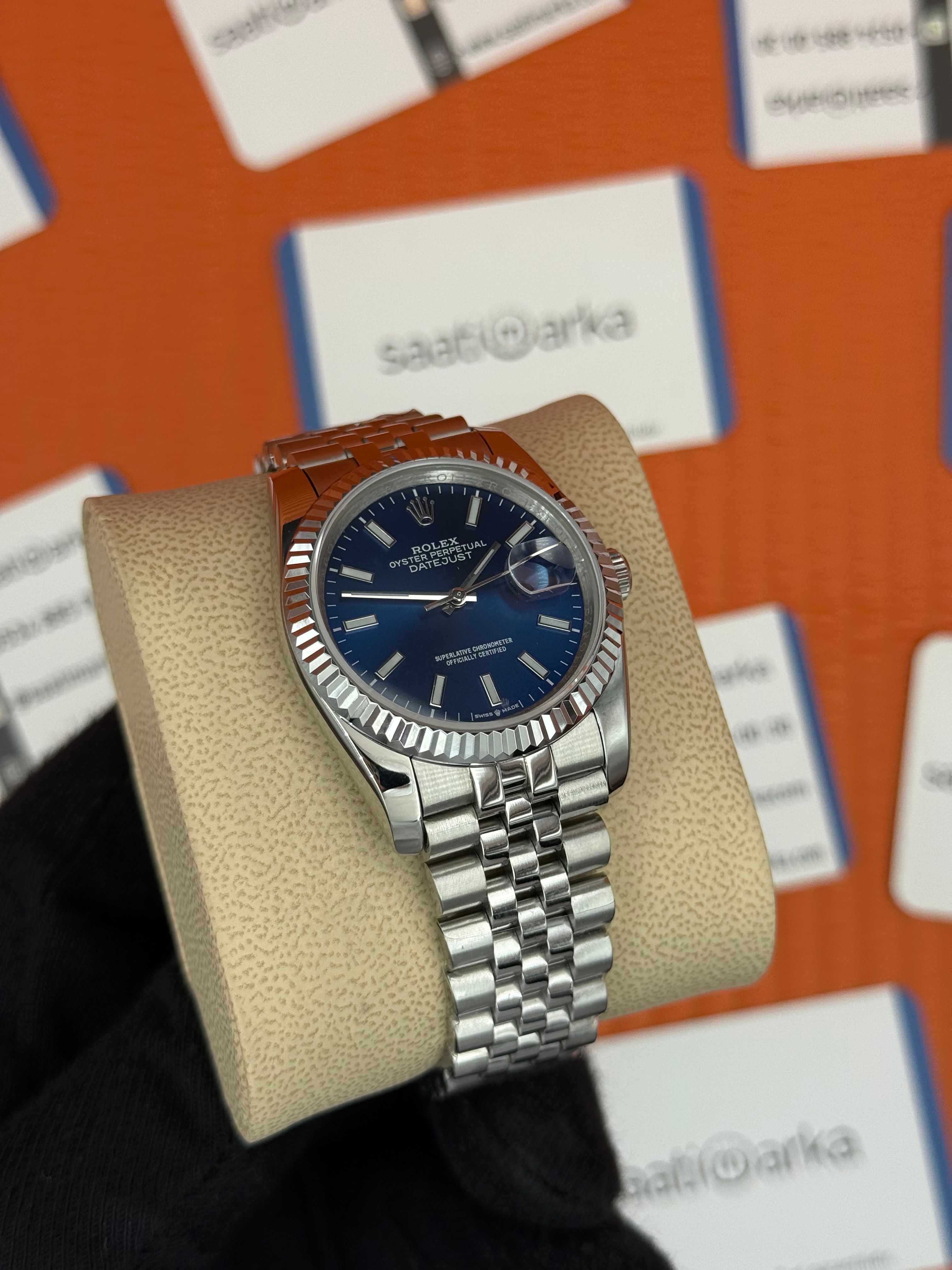 ROLEX datejust 36mm mavi kadran silver jubilee kordon