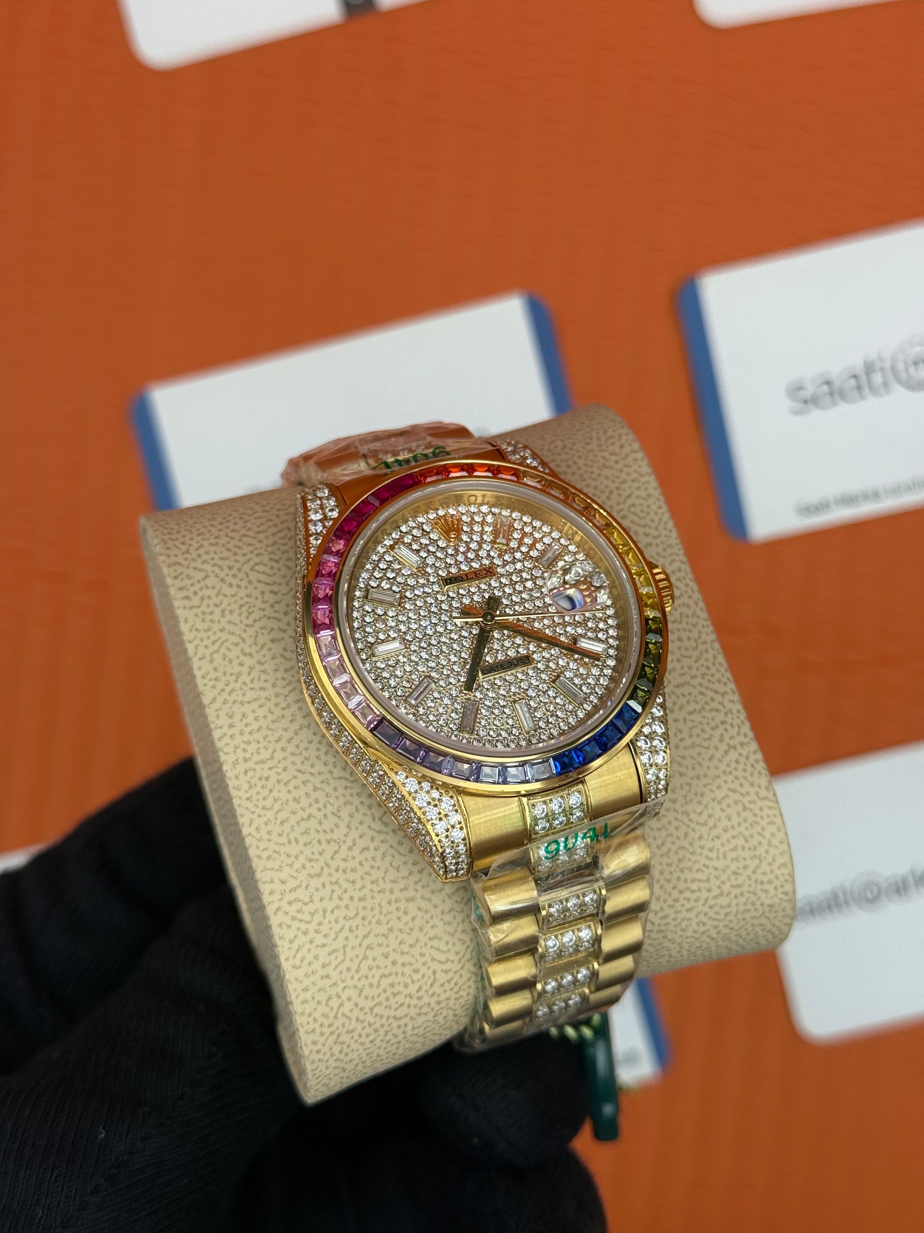 ROLEX Datejust taşlı kasa kordon gold