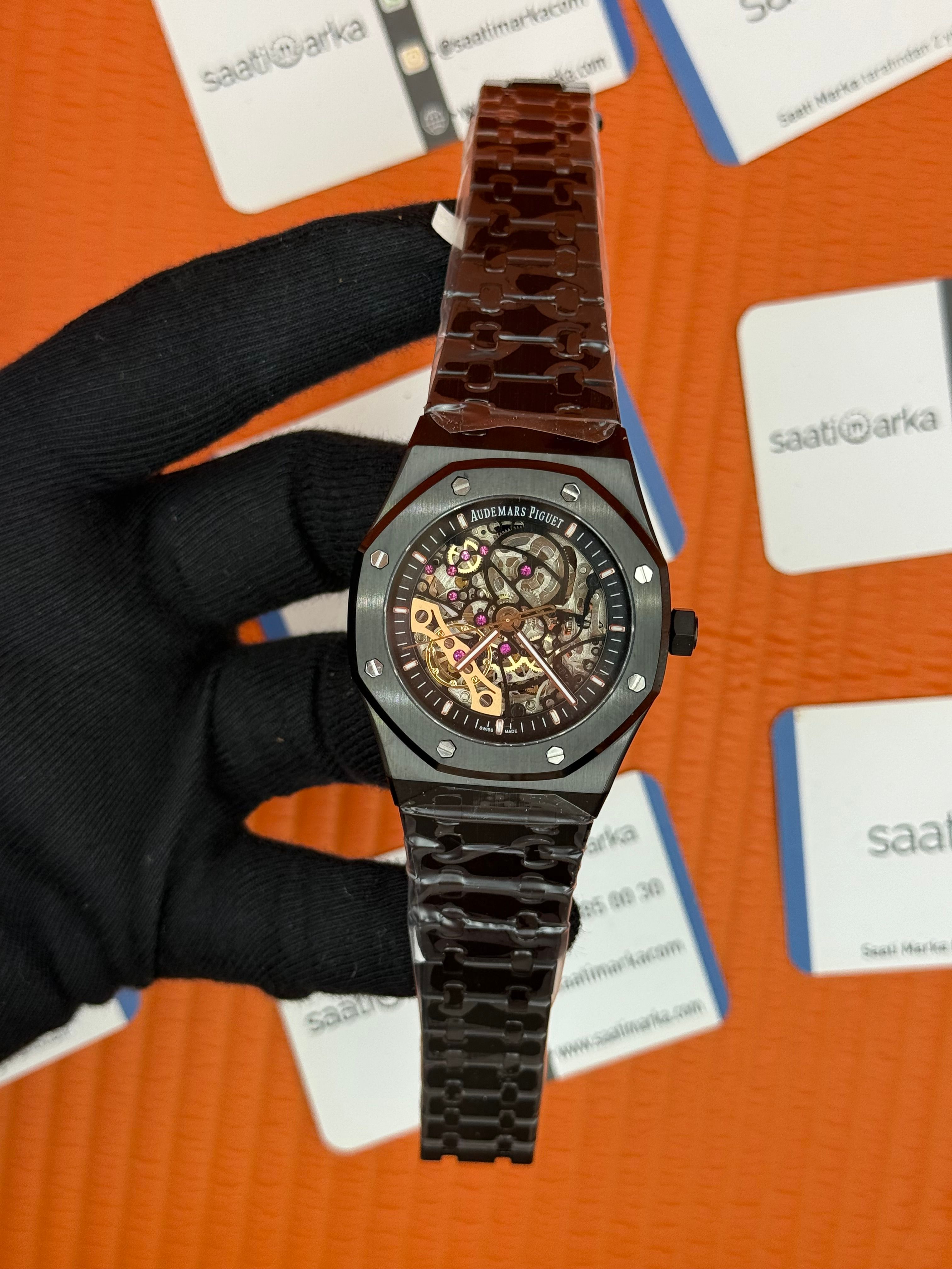AUDEMARS PİGUET SEKELTON DİAL FULL BLACK AUTOMATİC MEKANİZMA 