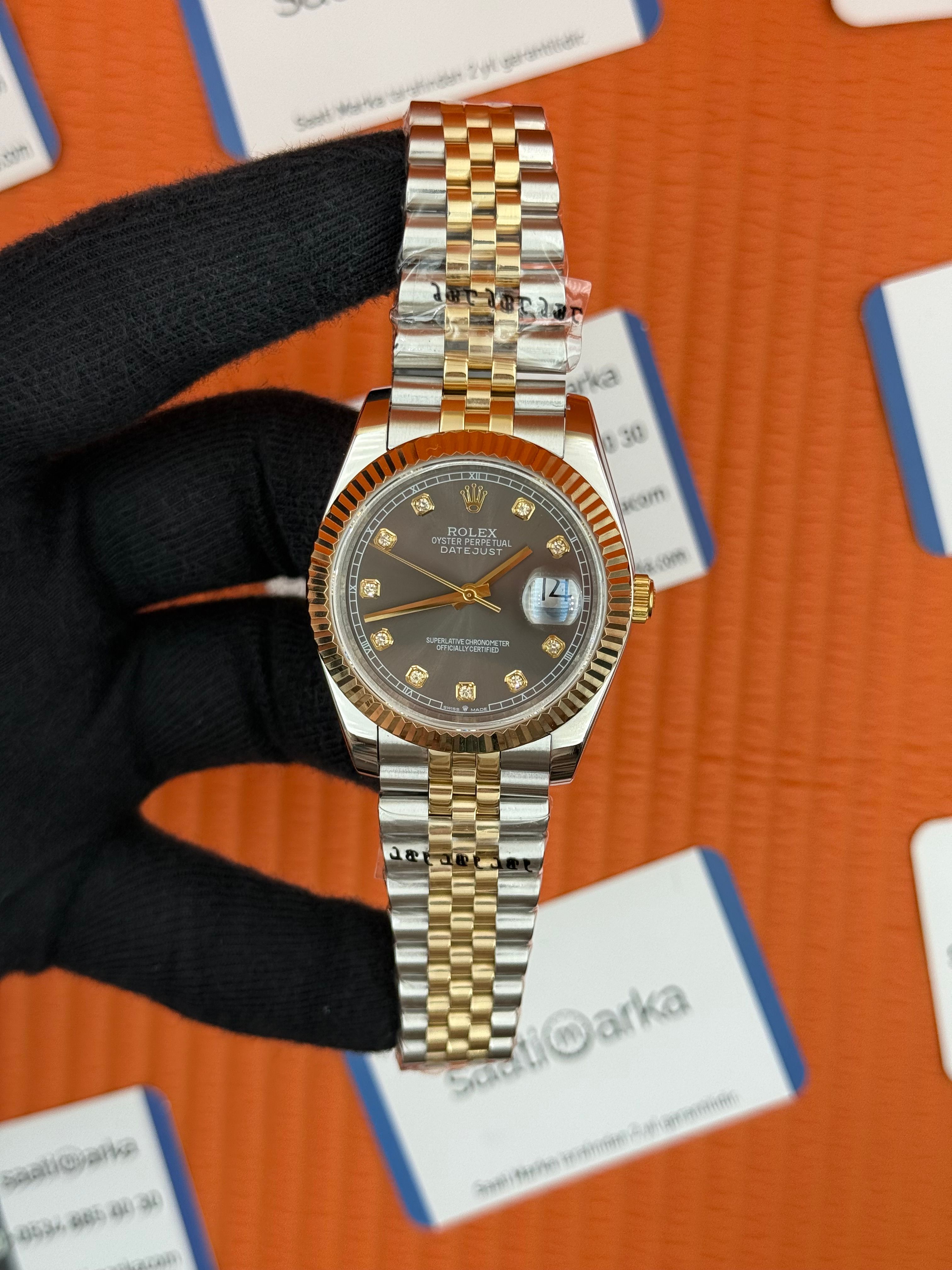 ROLEX Datejust baget taşlı grey dial gold-silver jubilee kordon
