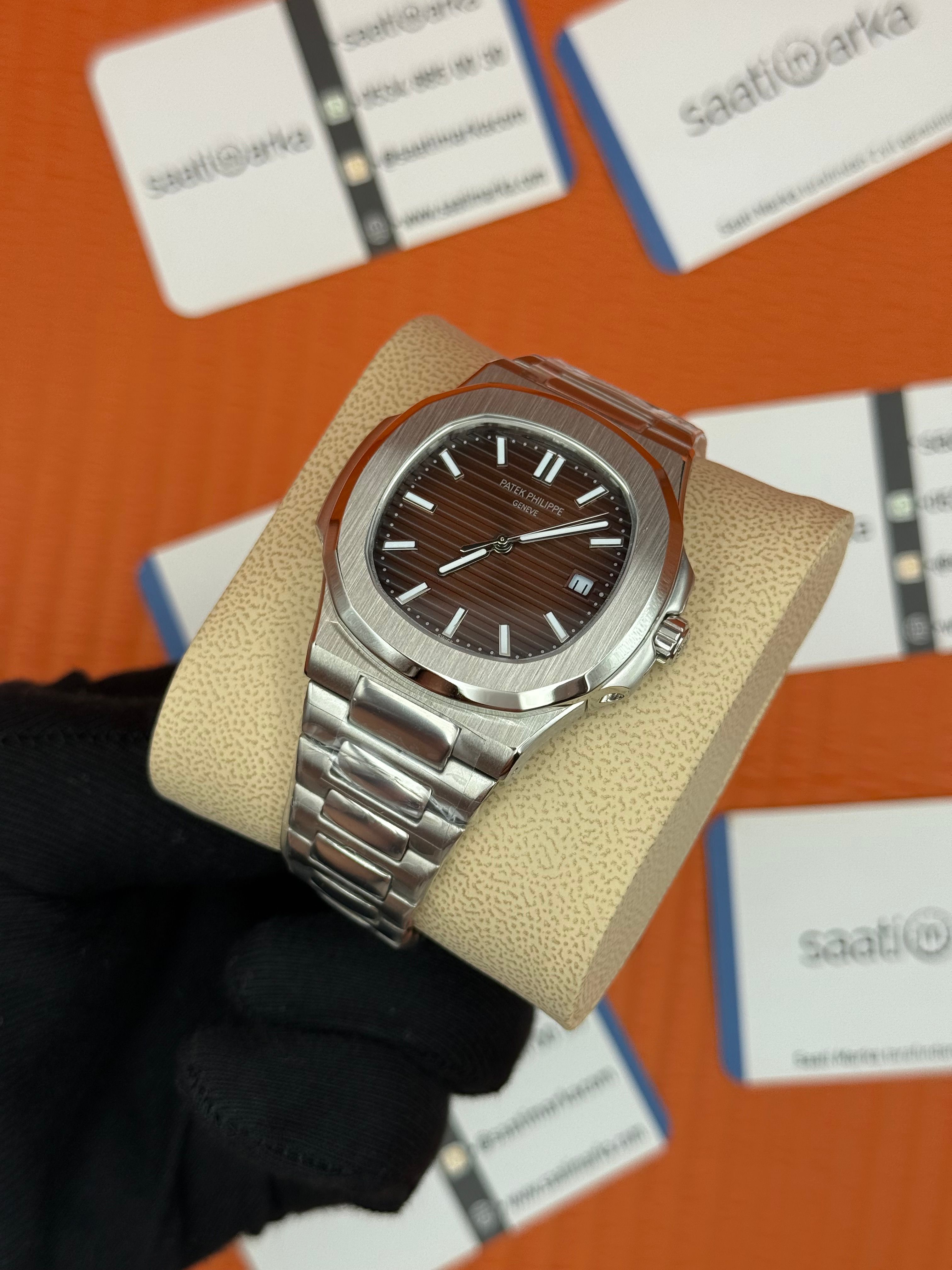 PATEK PHILIPPE nautilus kahverengi kadran silver kasa kordon