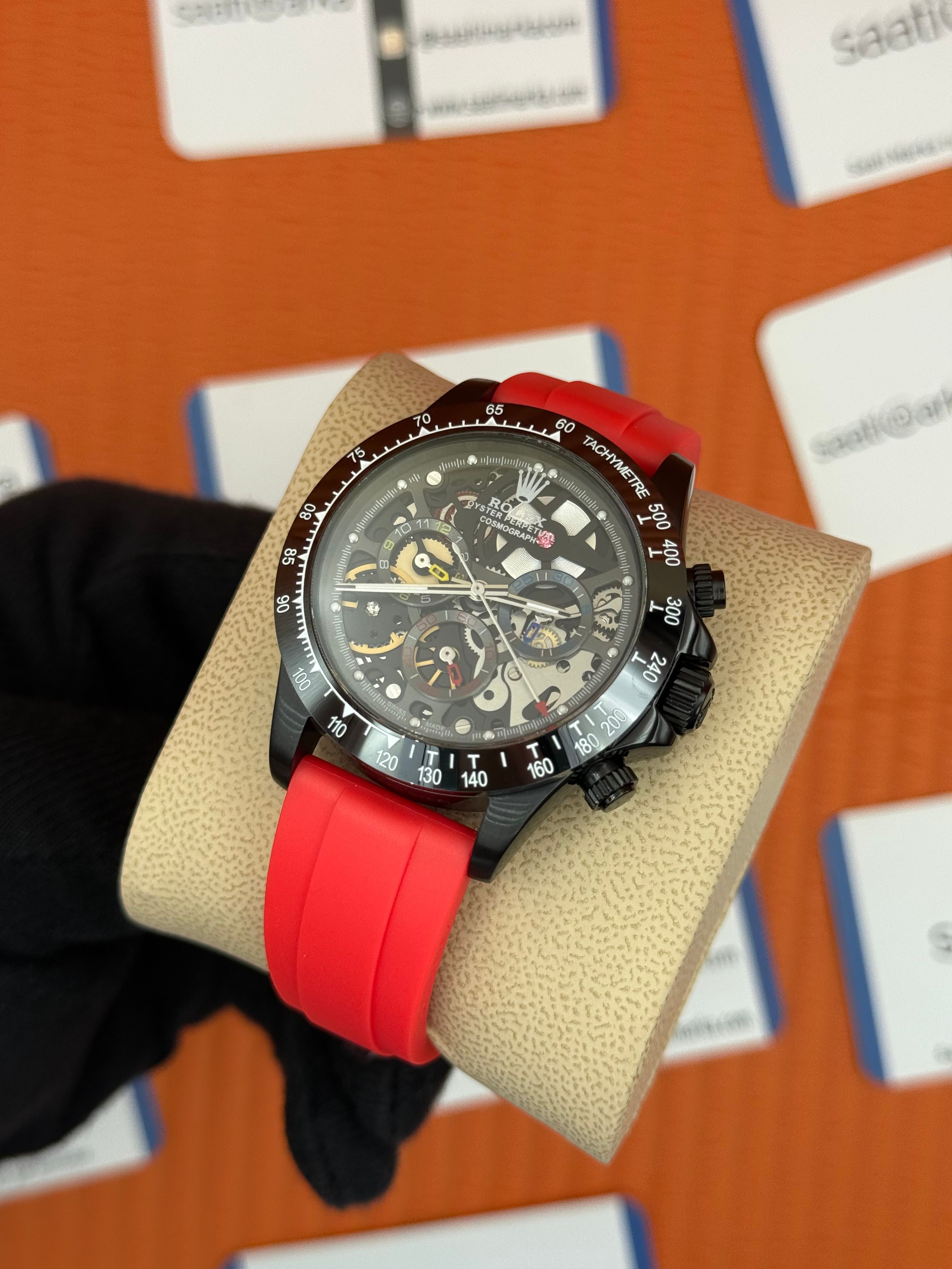 ROLEX Daytona juan pablo montoya kırmızı kauçuk kordon siyah kasa