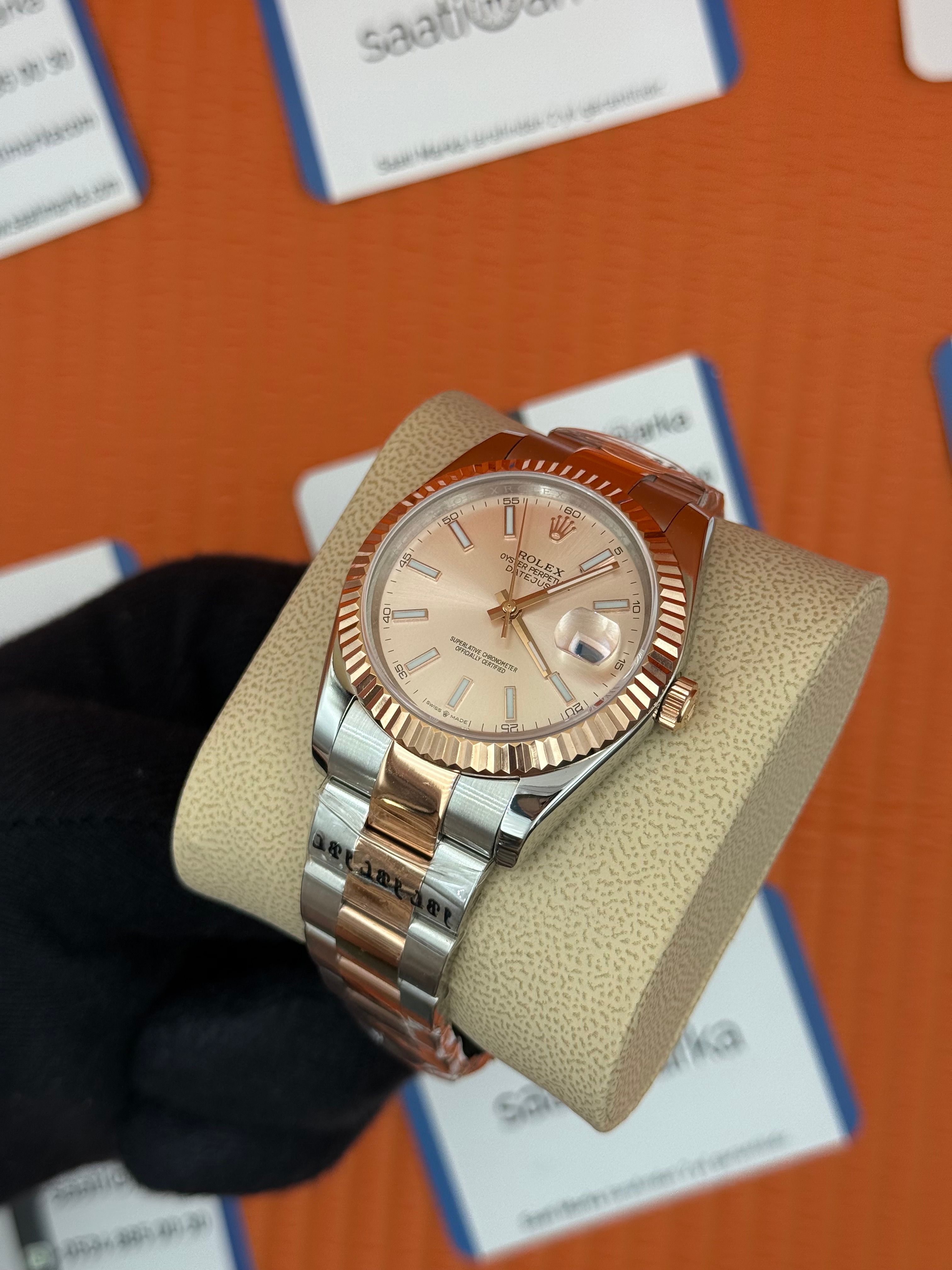ROLEX Datejust rose dial rose-silver oyster kordon