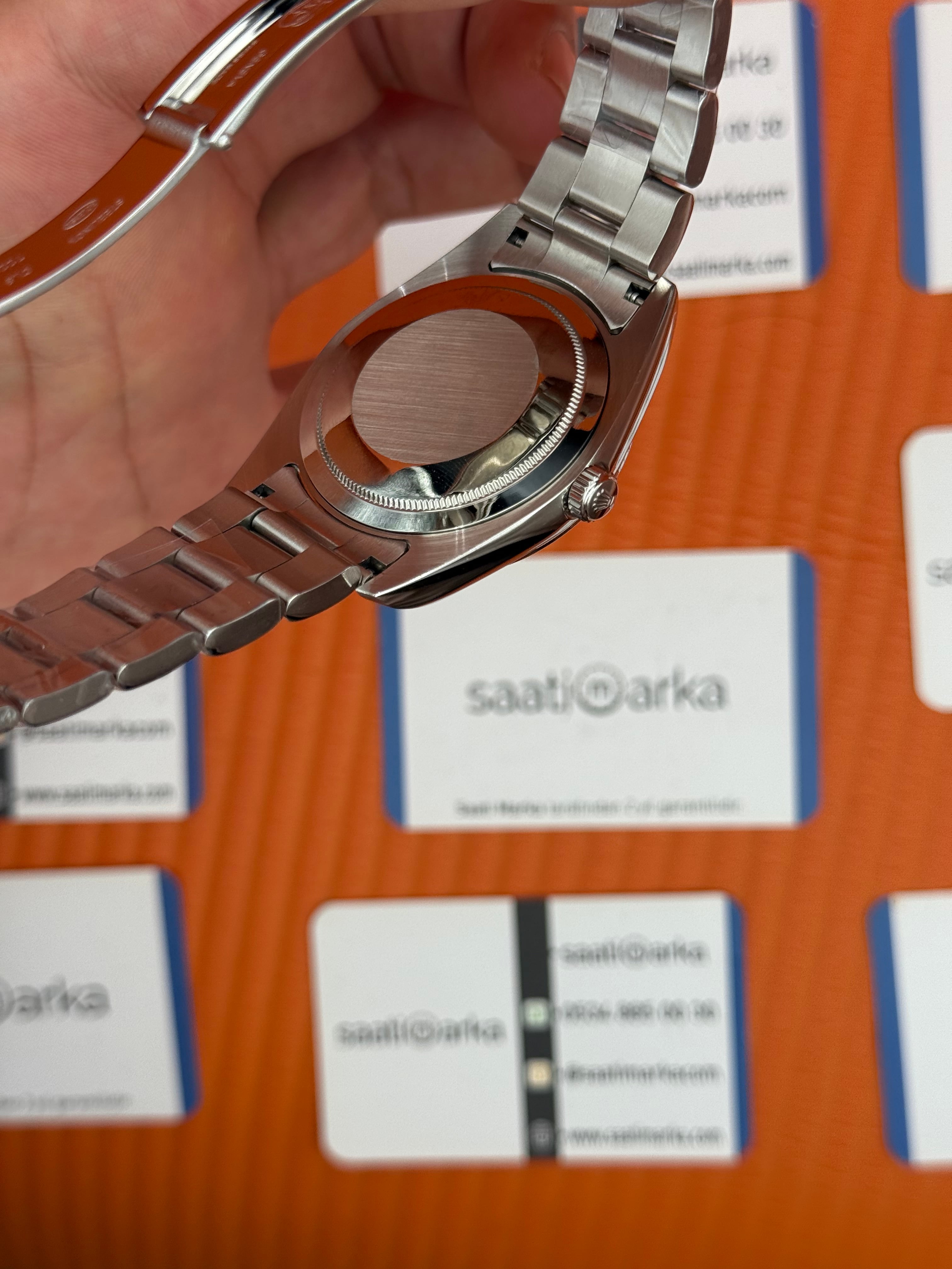 ROLEX oyster perpetual mavi kadran silver kasa kordon erkek kol saati