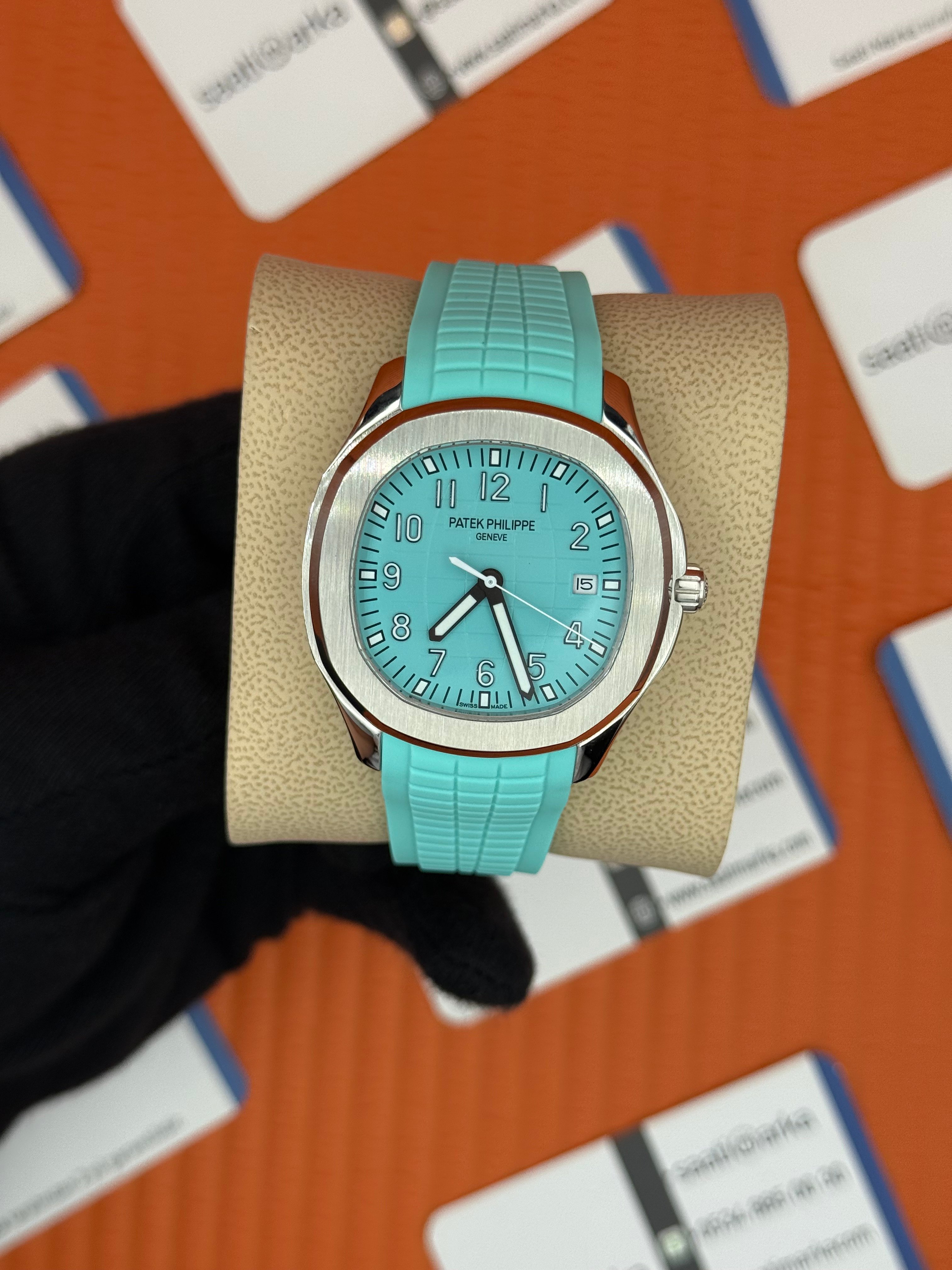 PATEK PHILIPPE AQUANAUT TURKUAZ KADRAN TURKUAZ KAUÇUK KORDON SİLVER KASA 
