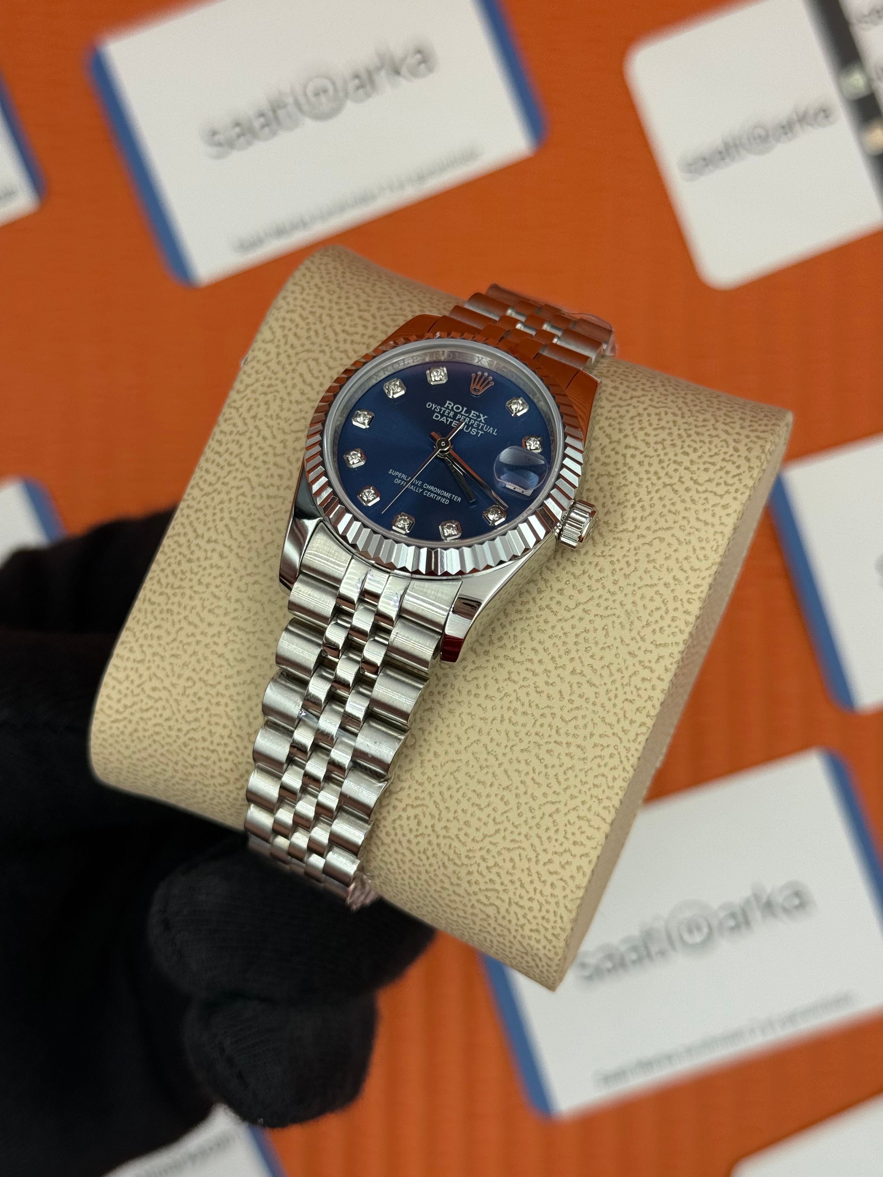 ROLEX datejust 31mm mavi baget taşlı kadran silver jubilee kordon