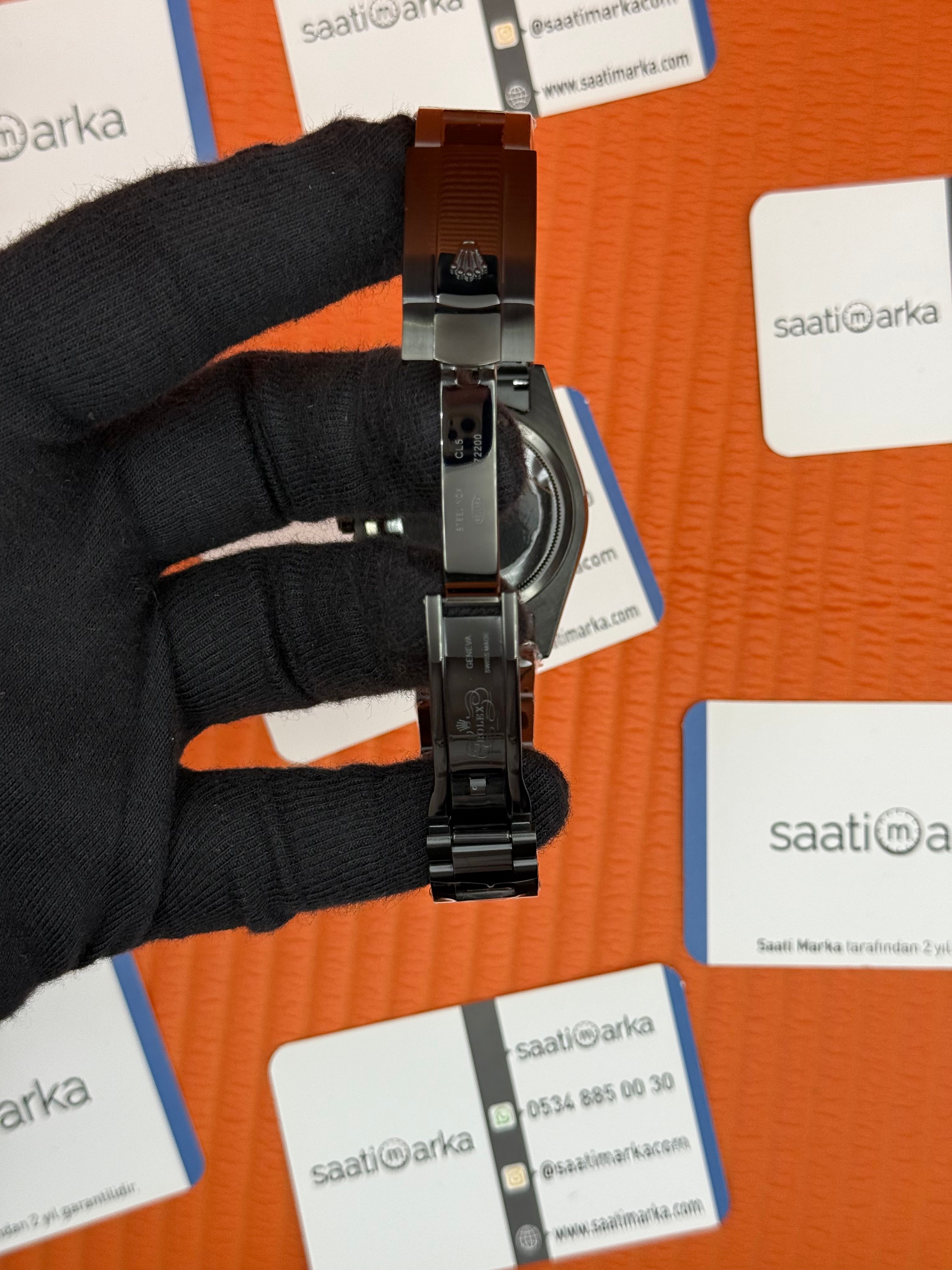 ROLEX OYSTER Perpetual blacil dial siyah çelik kasa-kordon