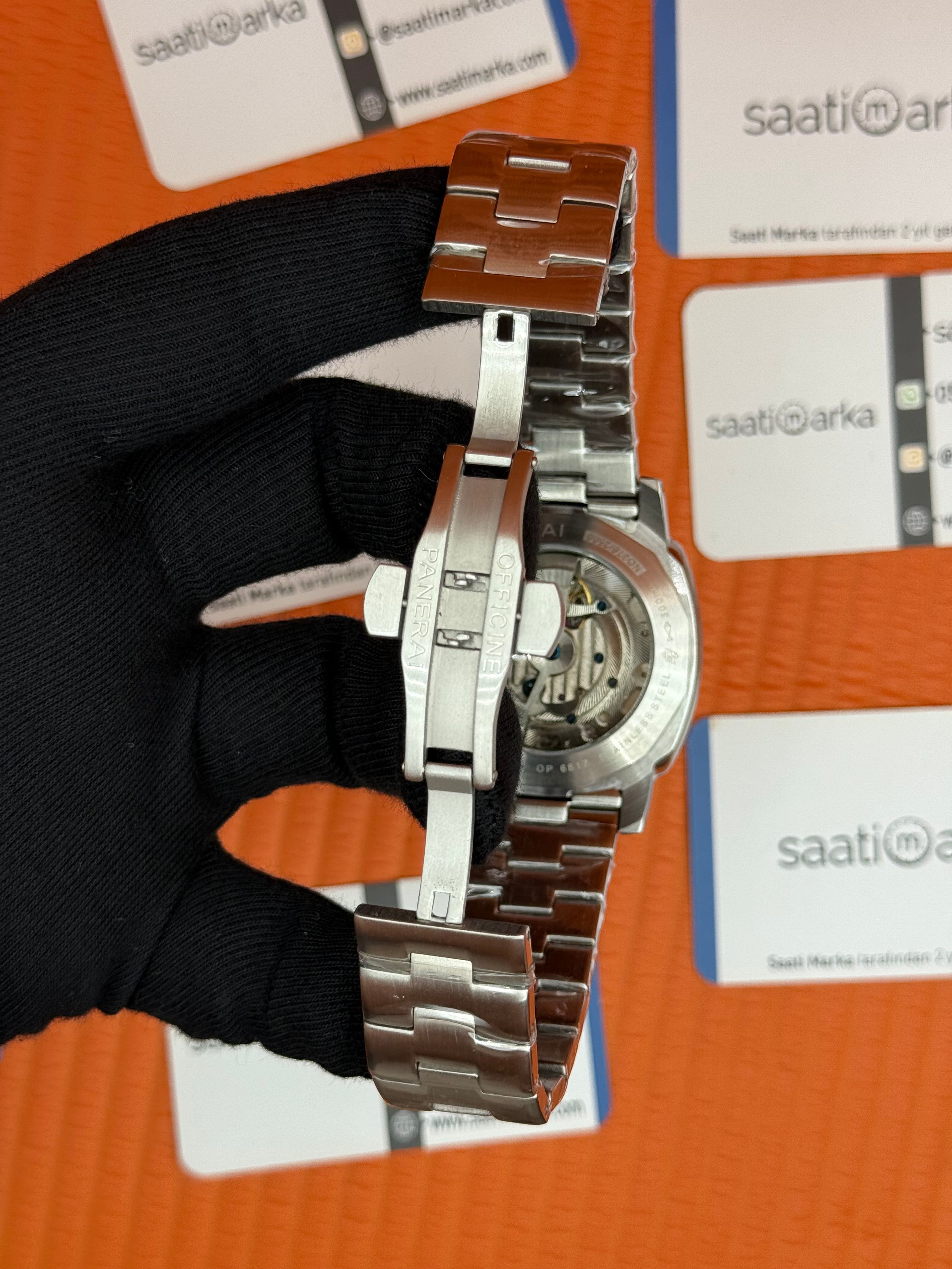 PANERAI luminor silver kasa kordo  siyah kadran sarı index 