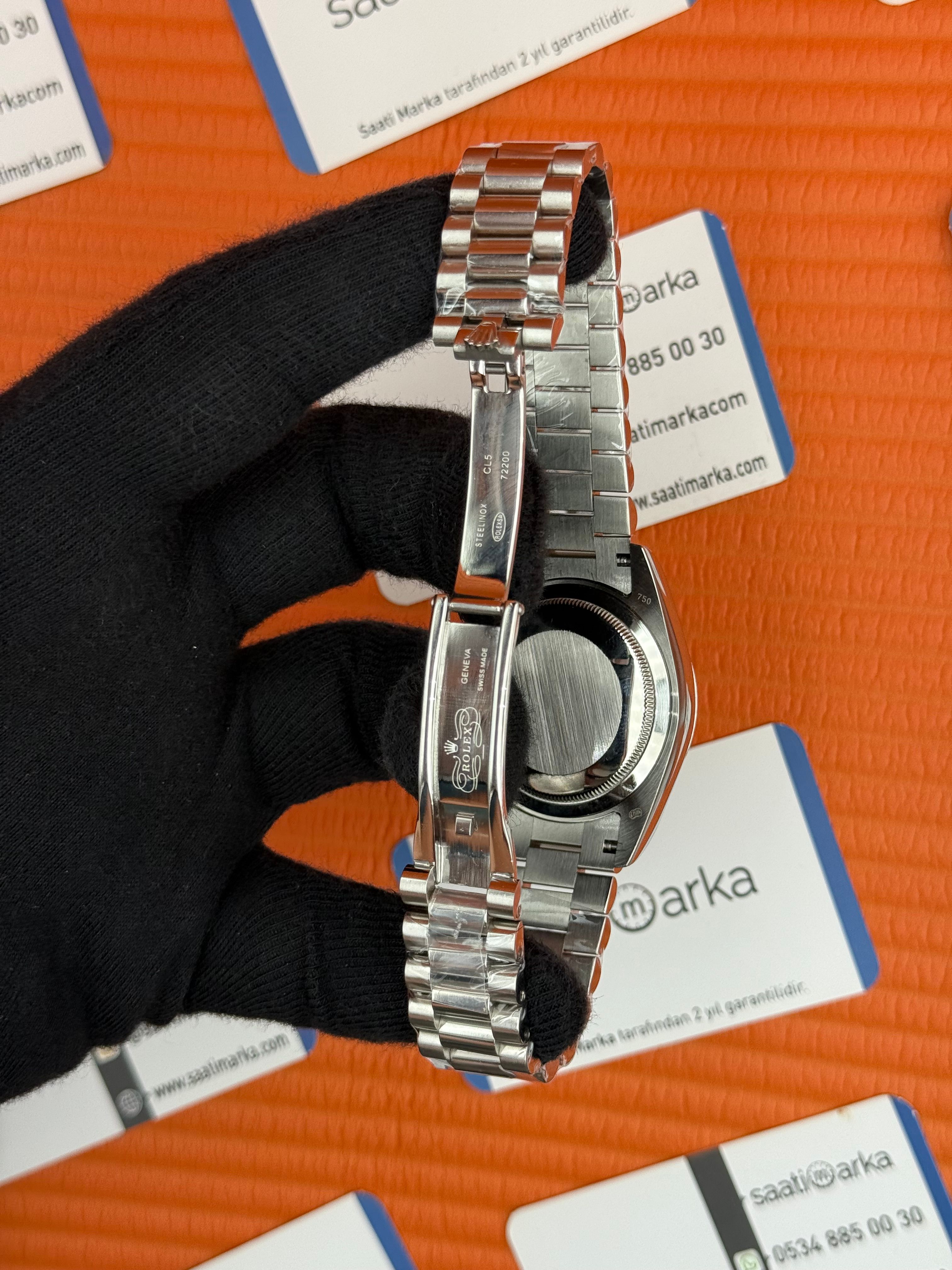 ROLEX Day Date çizgili gri kadran silver president kordon