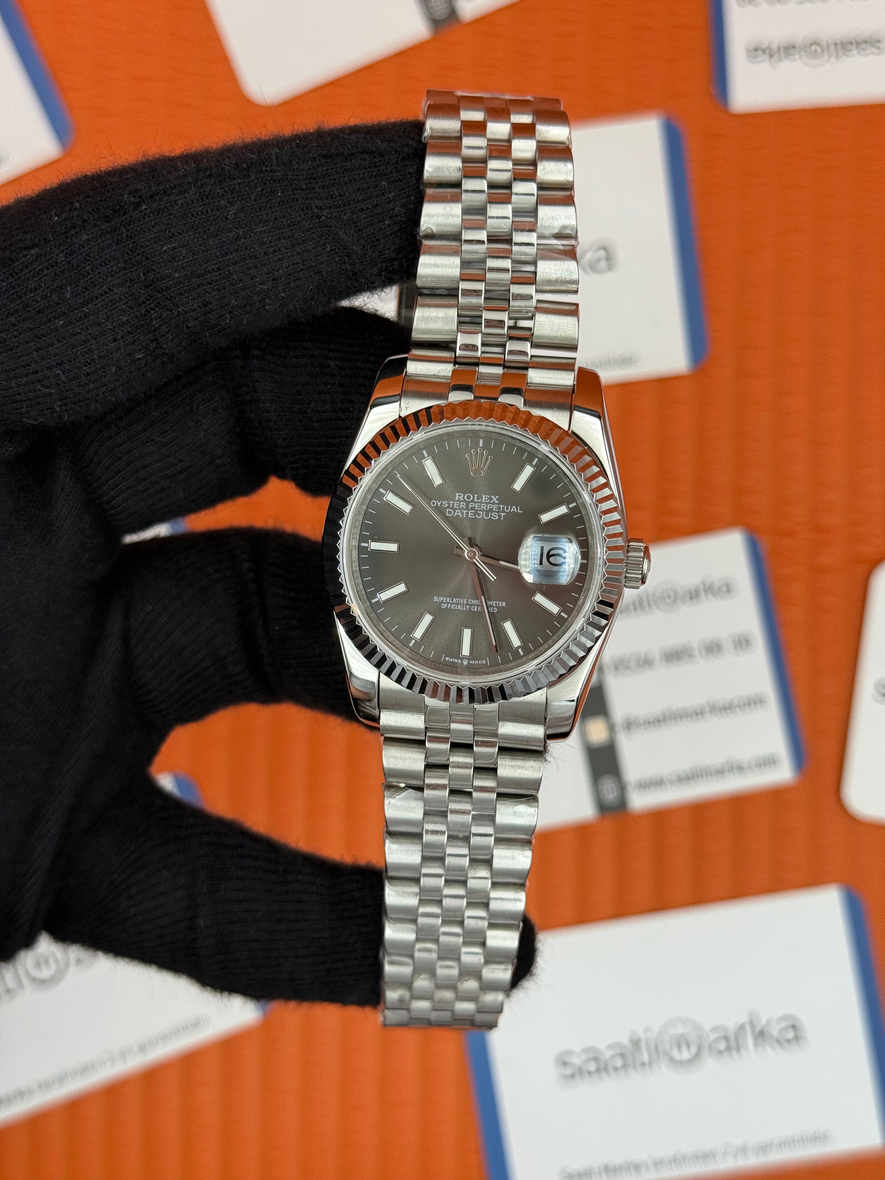 ROLEX datejust 36mm gri kadran silver jubilee kordon