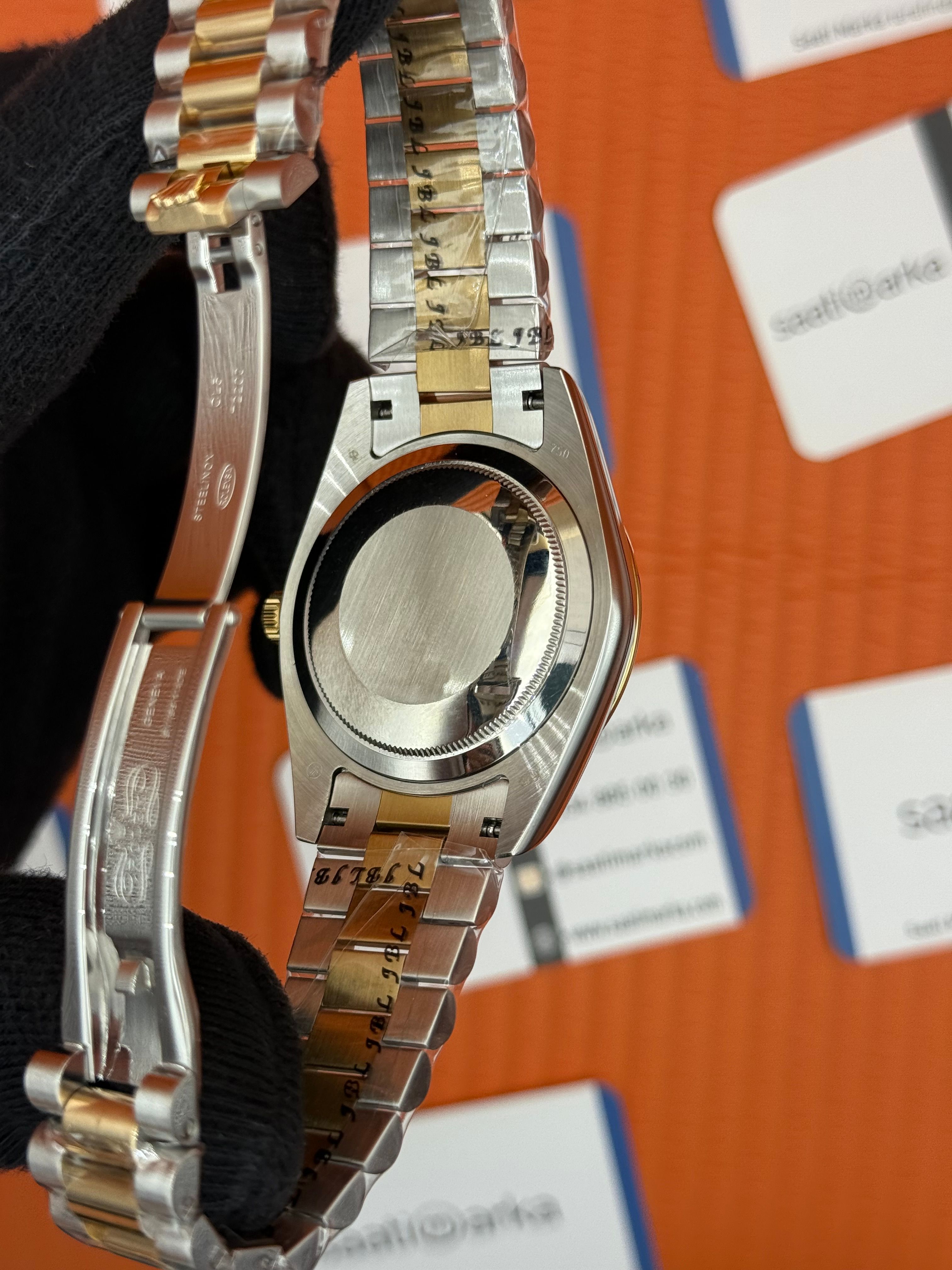 ROLEX Day Date taşlı kadran-bezel gold silver president kordon
