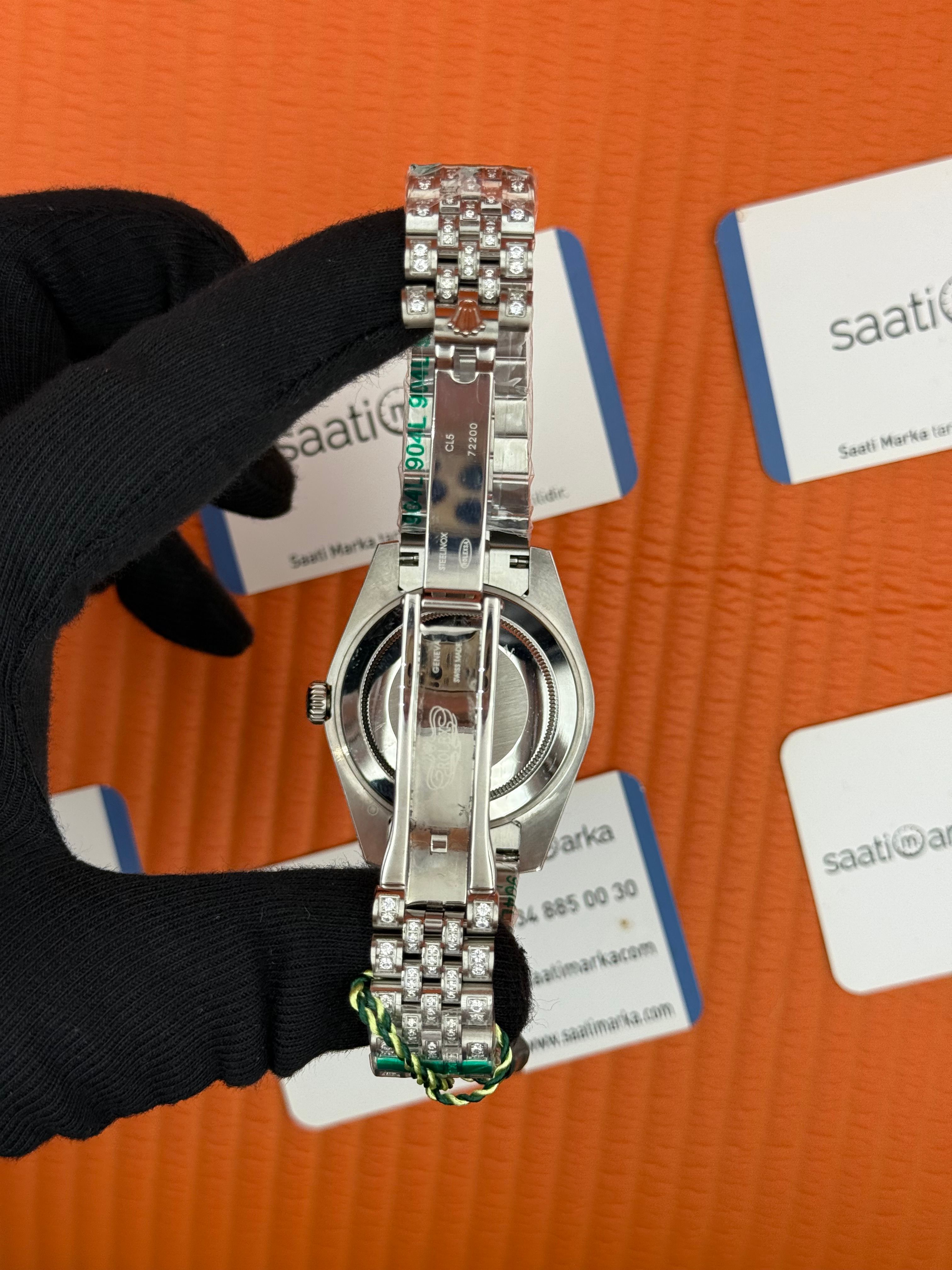 ROLEX Datejust arabic dial full diamond 41mm silver