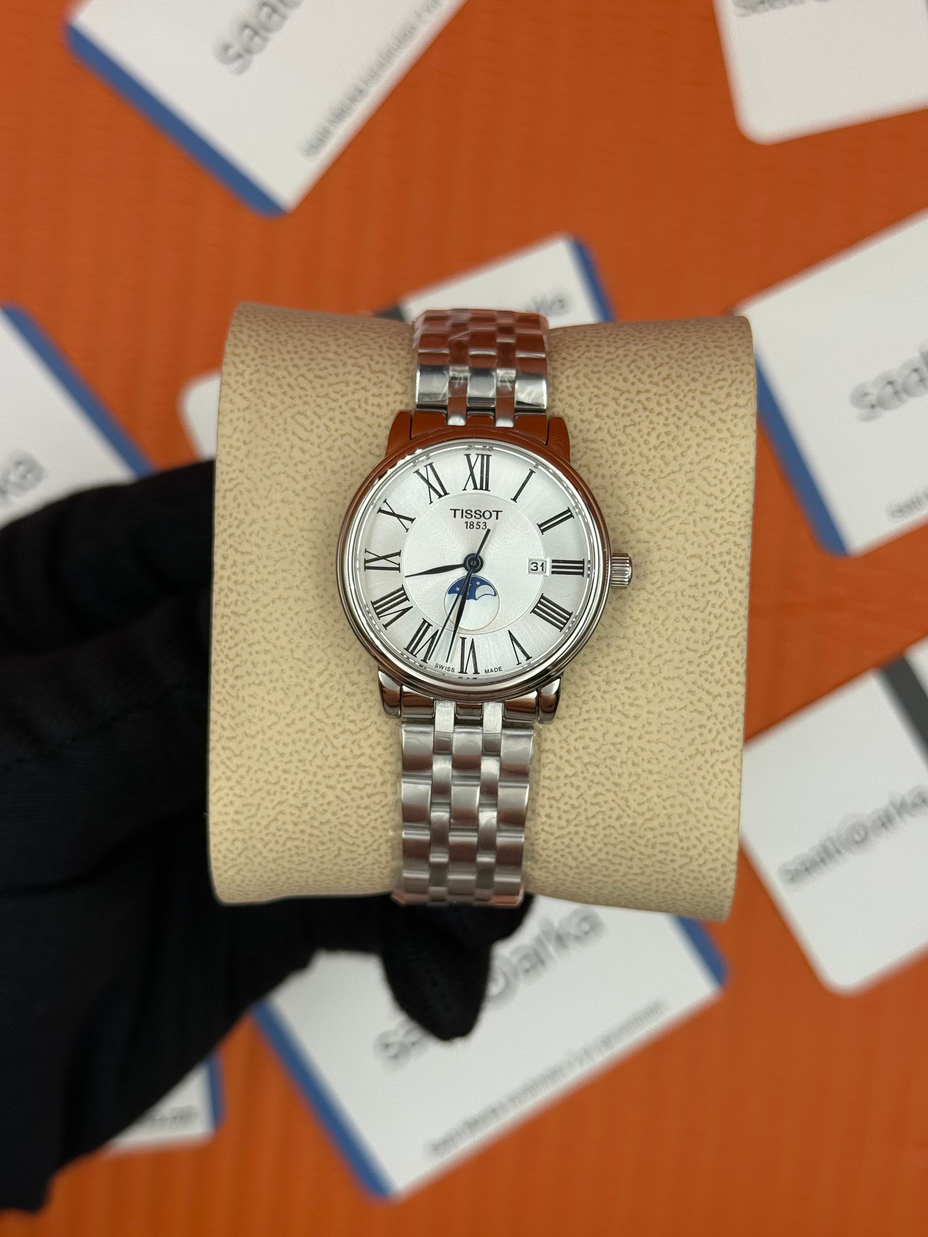 TISSOT carson premium gent monnphase beyaz kadran silver kasa kordon kadın kol saati