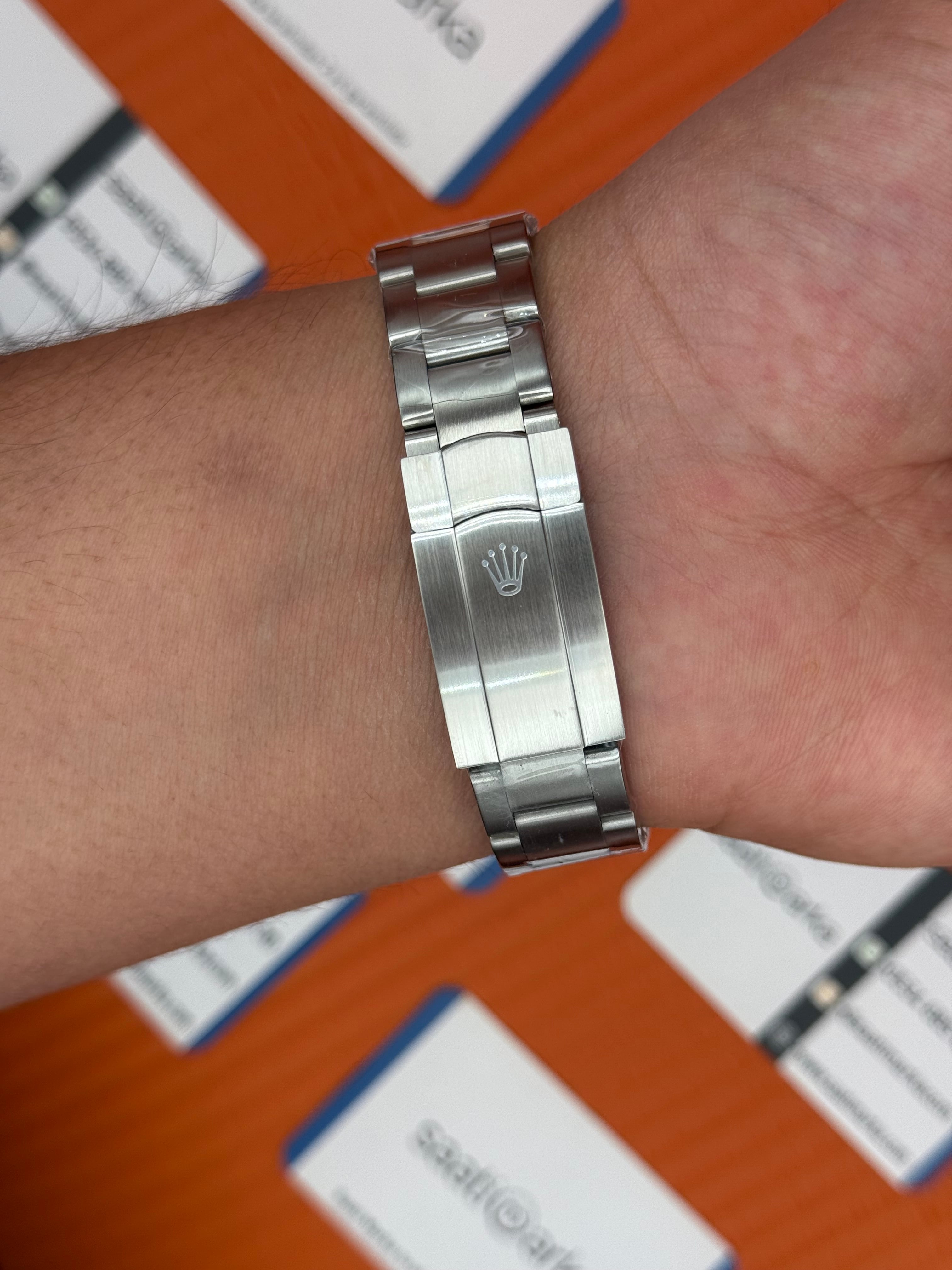 ROLEX oyster perpetual şampanya kadran silver kasa kordon erkek kol saati