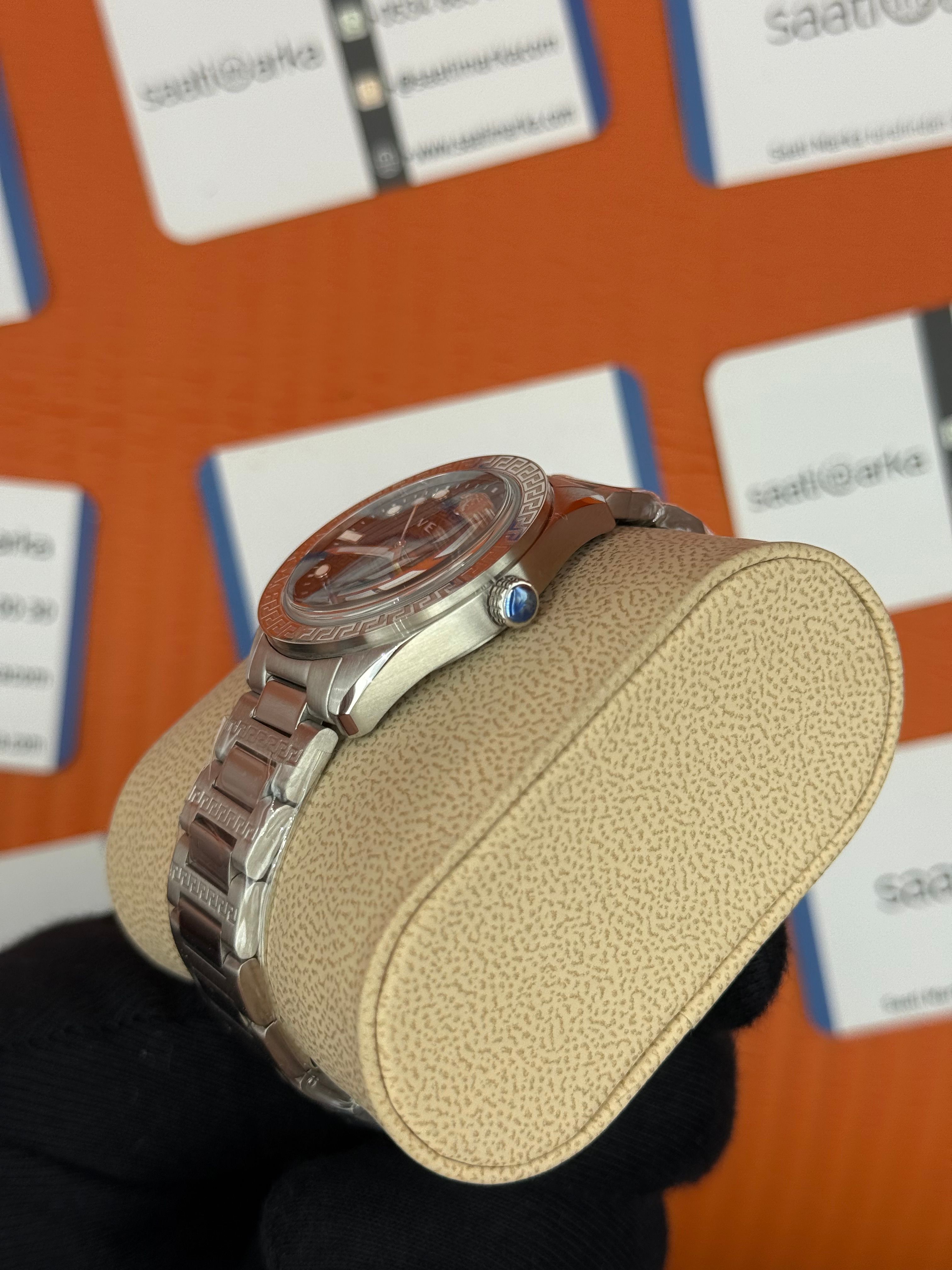 VERSACE lacivert kadran silver kasa kordon kadın kol saati