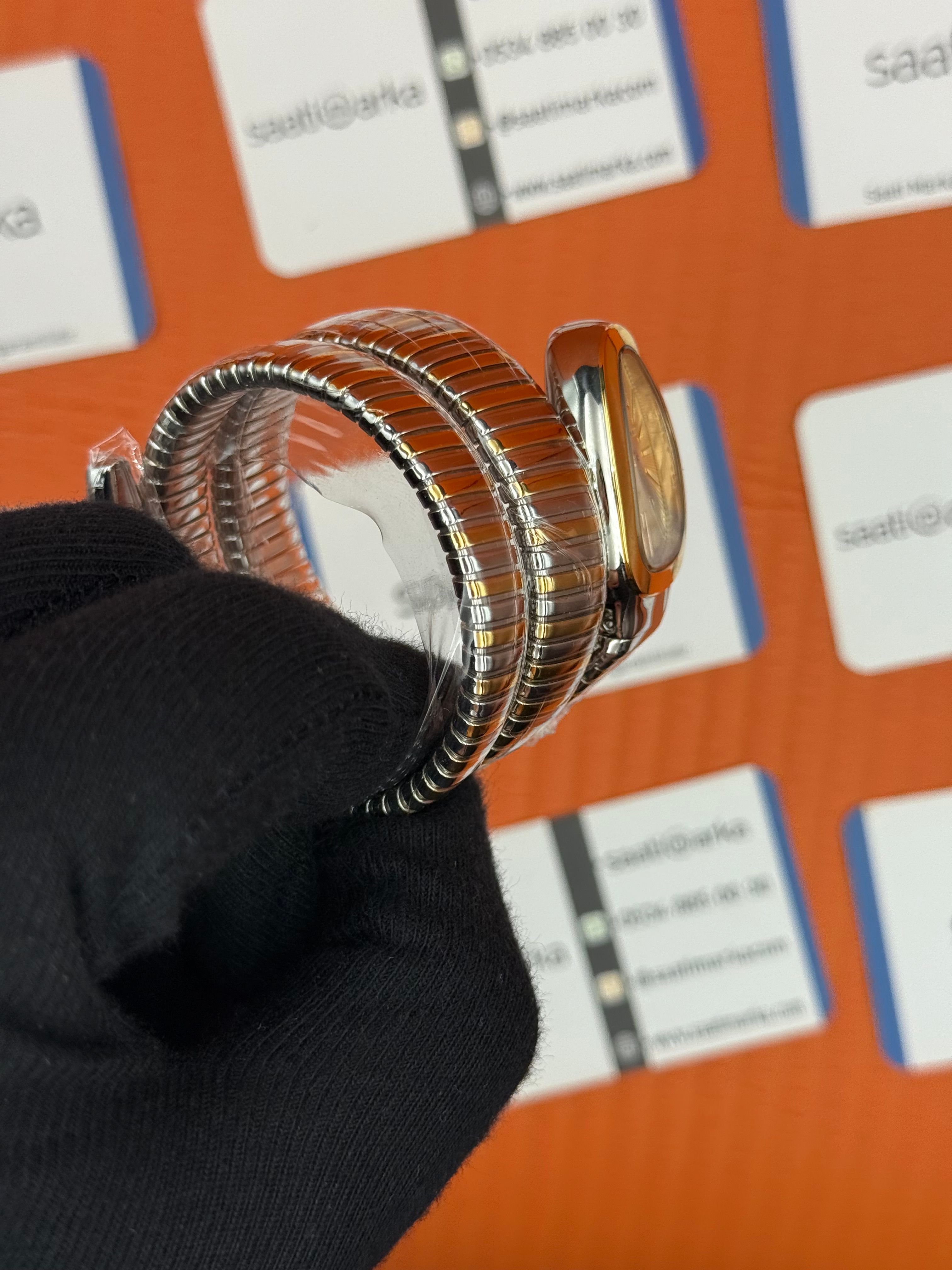 BVLGARİ serpenti çift sarma gold silver kordon şampanya kadran kadın kol saati
