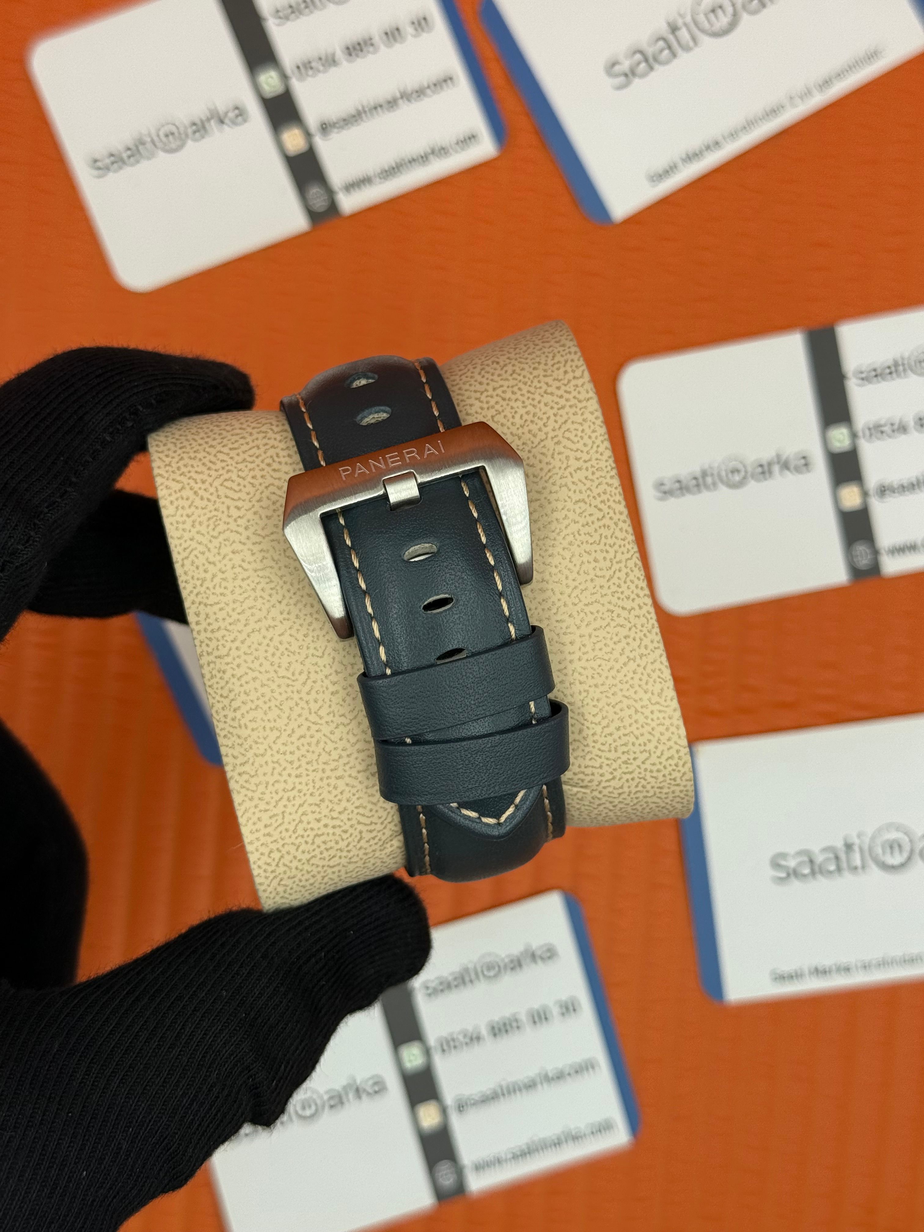 PANERAI luminor GMT silver kasa lacivert deri kordon lacivert kadran 